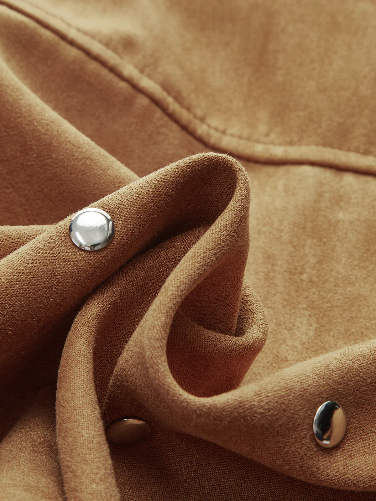 Studded Suede Effect Zipper Jacket - Wholesalesil