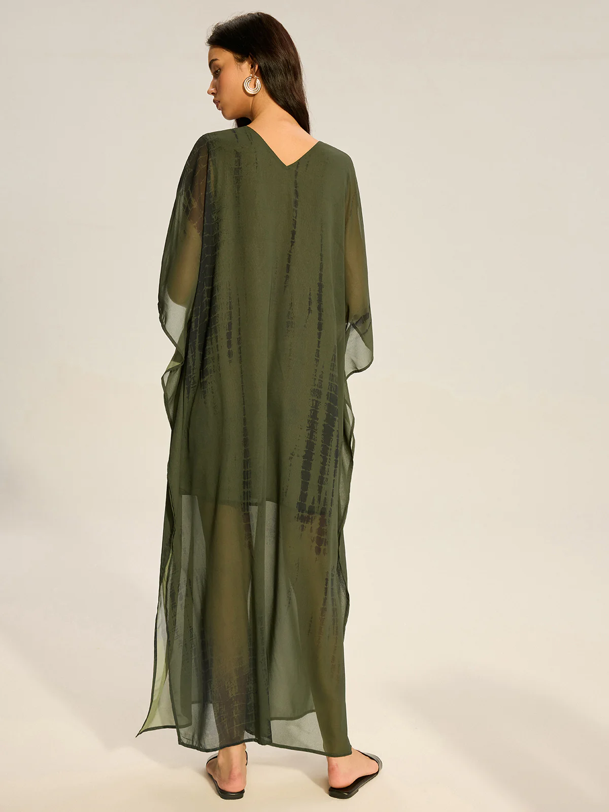 Sheer Chiffon V-Neck Maxi Dress - Wholesalesil