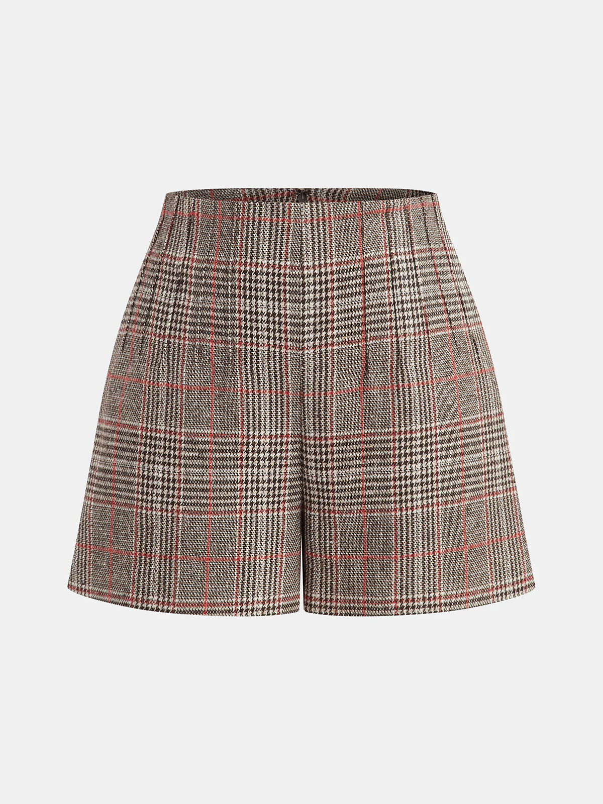 High-Waist Plaid Tweed Shorts - Wholesalesil