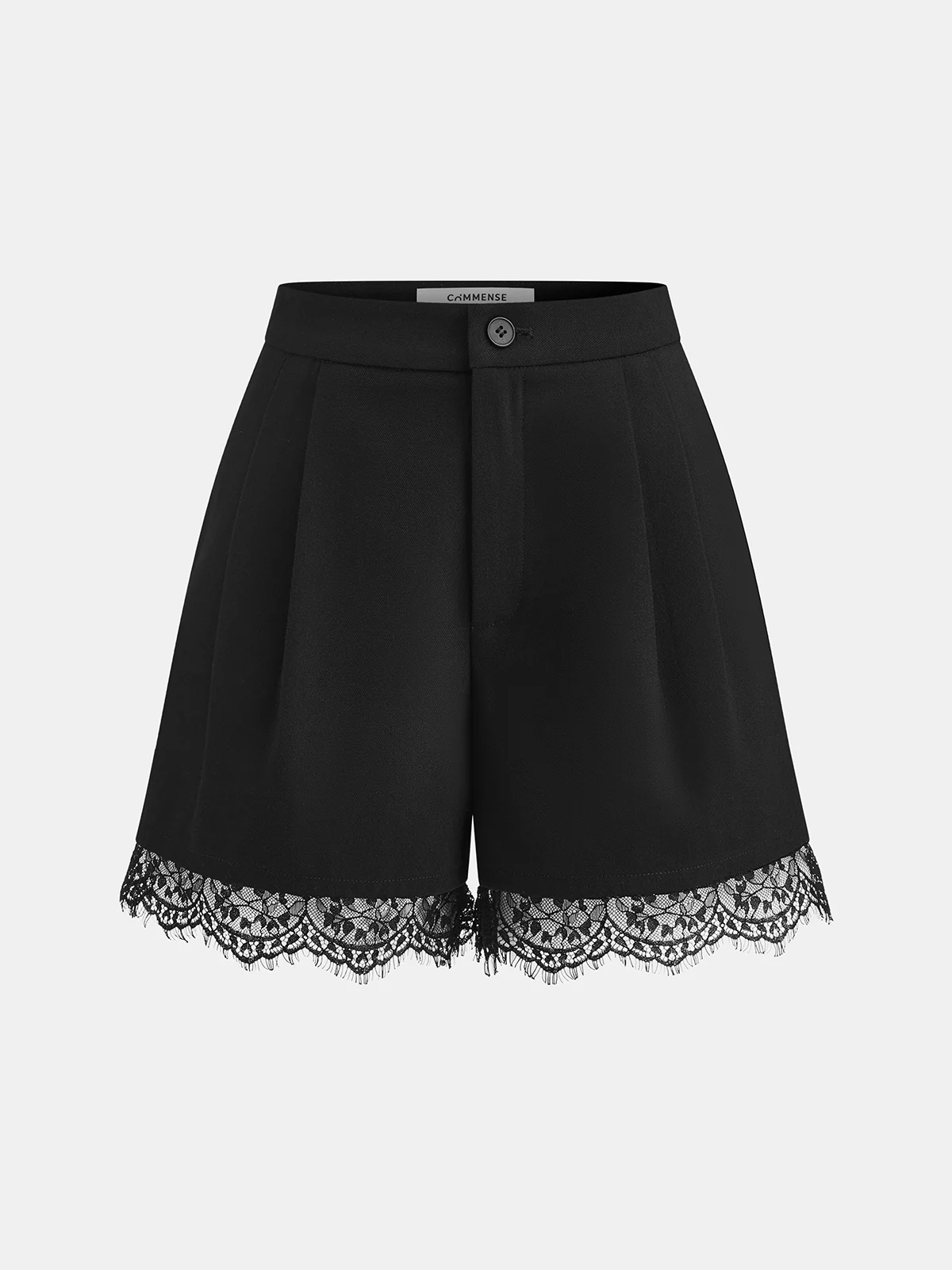 Lace Trim Pleated Shorts - Wholesalesil