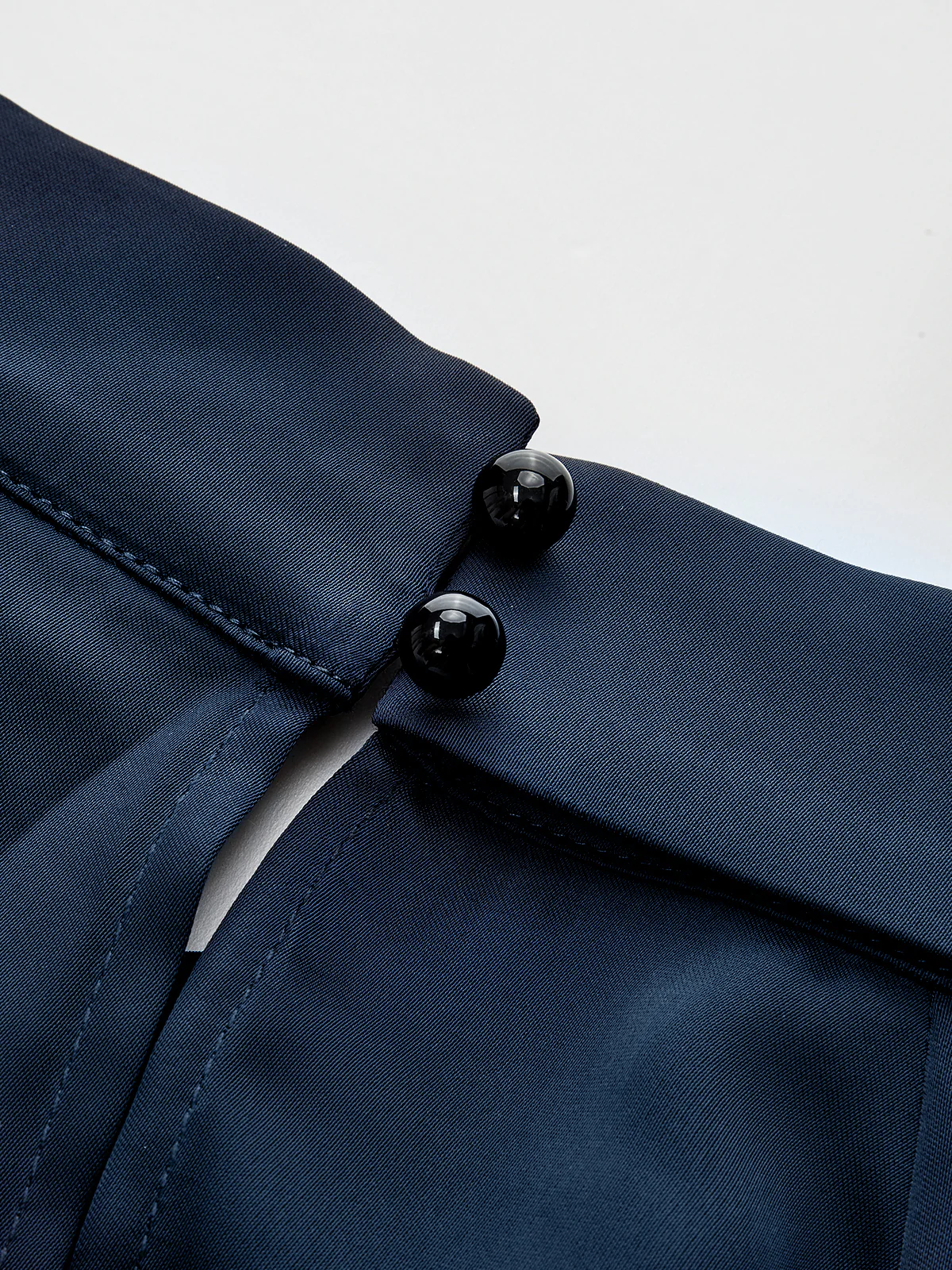 Keyhole Neck Bishop Sleeve Satin Blouse - Wholesalesil