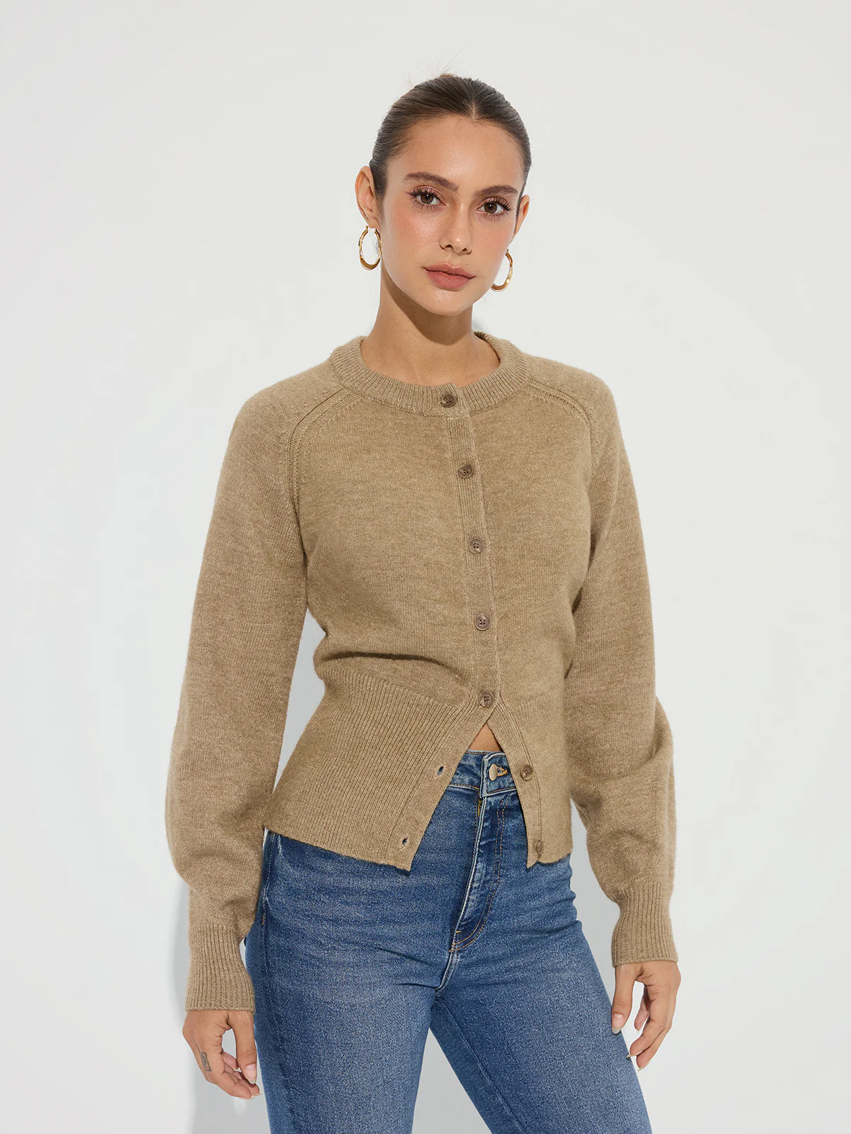 Cinched Waist Knit Cardigan - Wholesalesil