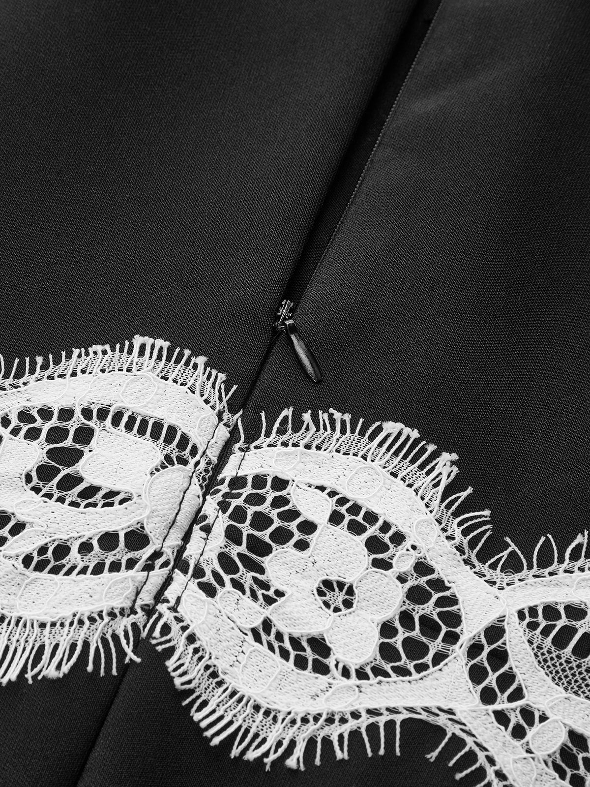 Lace Paneled Collared Long Sleeve Midi Dress - Wholesalesil