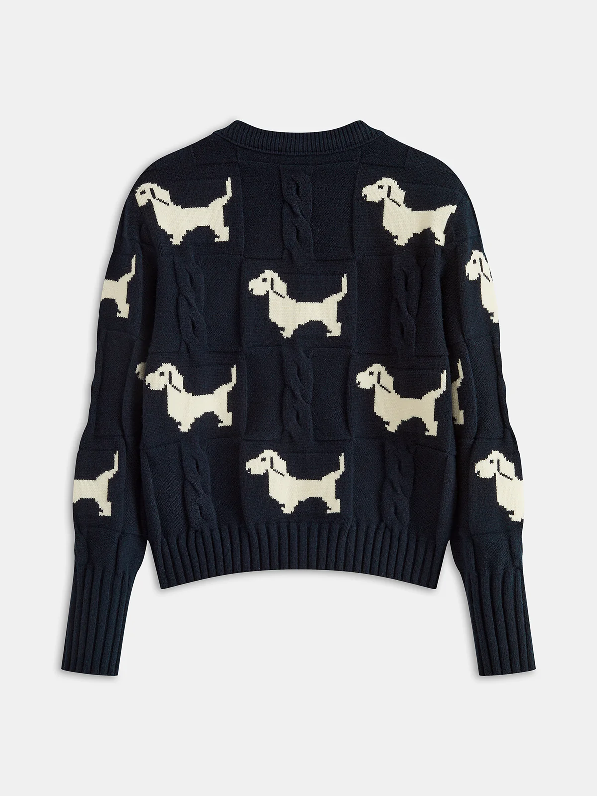Dog Pattern Cable Knit Cardigan - Wholesalesil