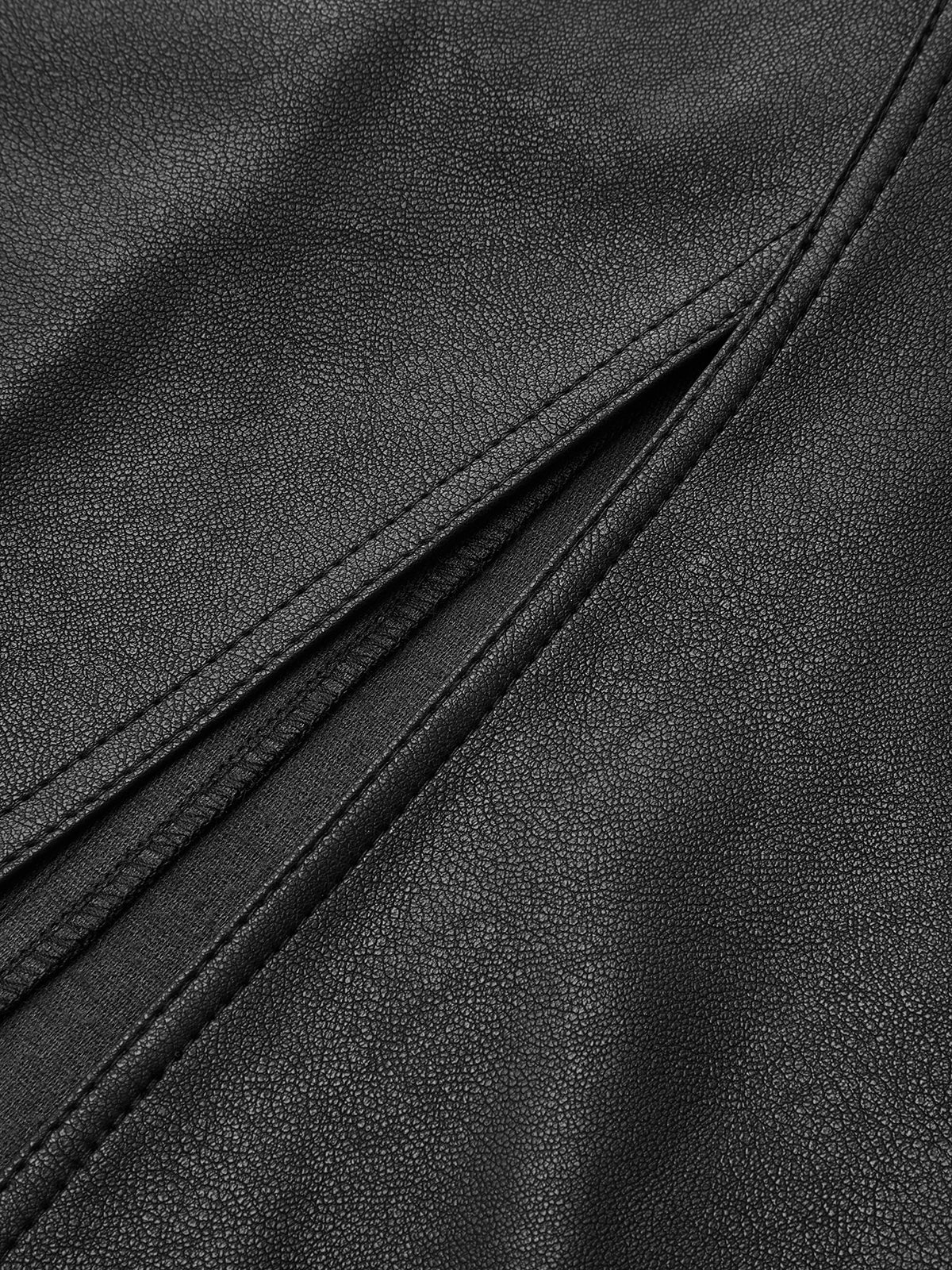 Asymmetric Faux Leather Midi Skirt - Wholesalesil