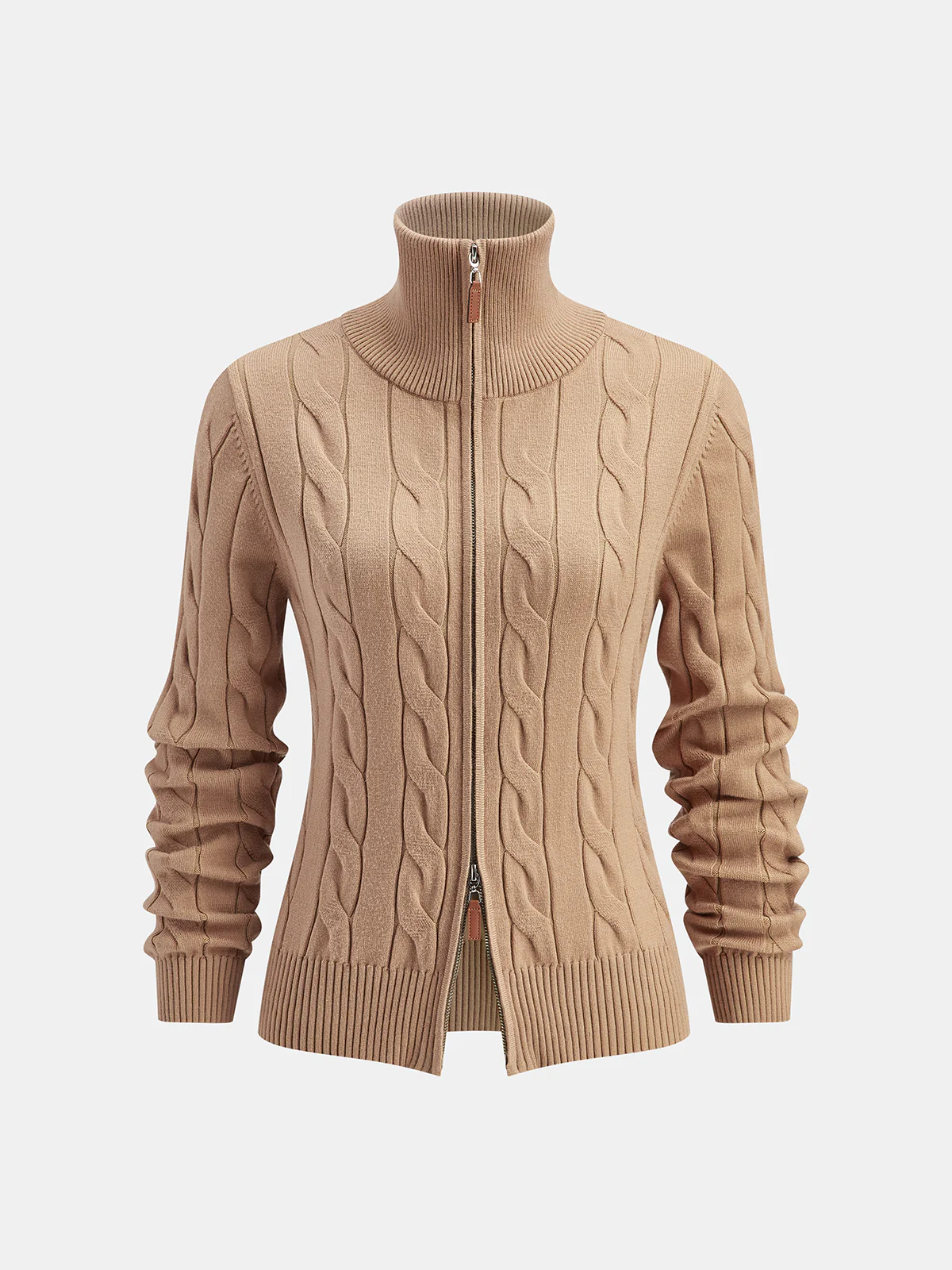 Cable Knit Zip-Up Cardigan - Wholesalesil