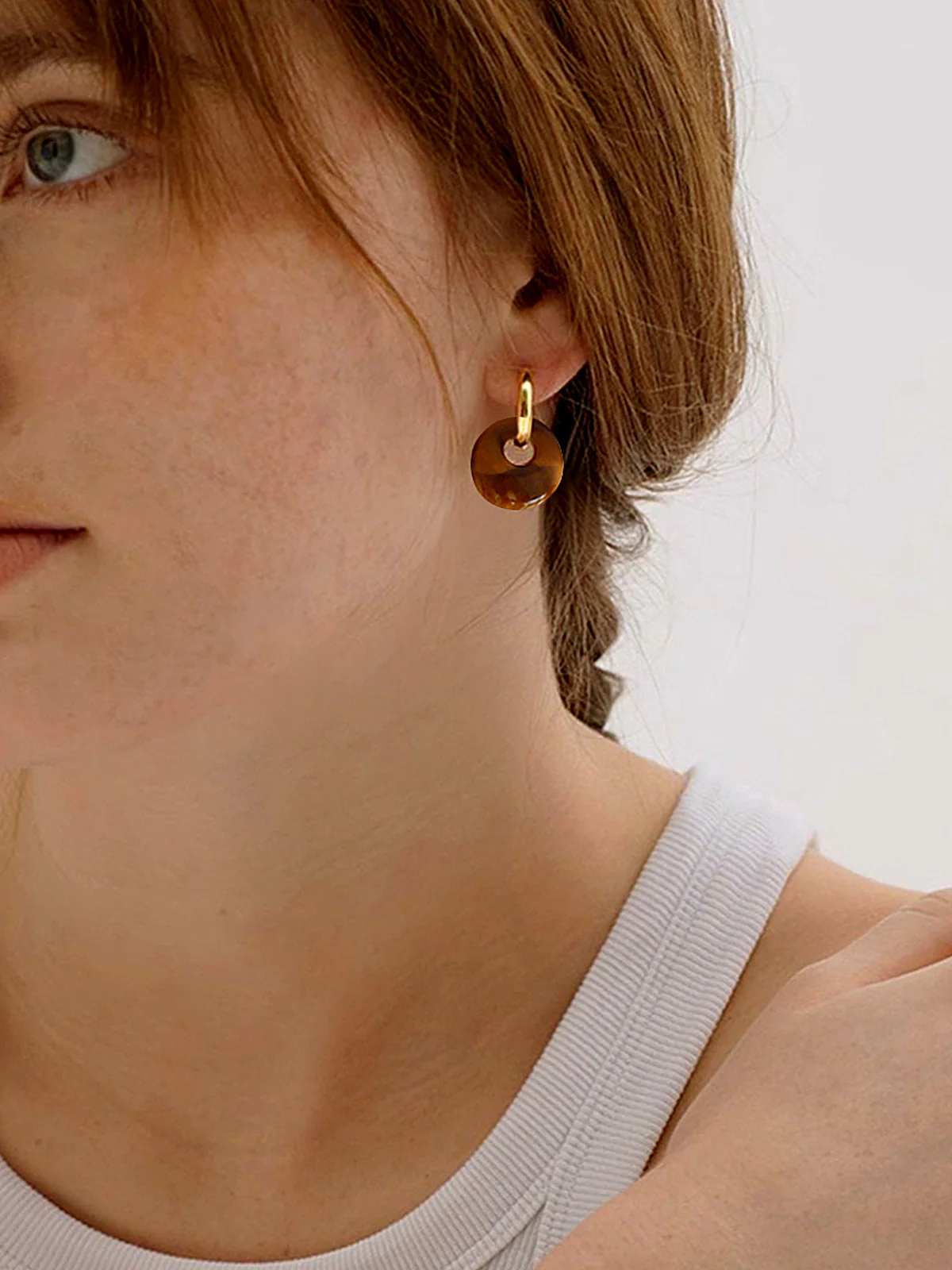 Tortoise Shell Disc Drop Earrings - Wholesalesil