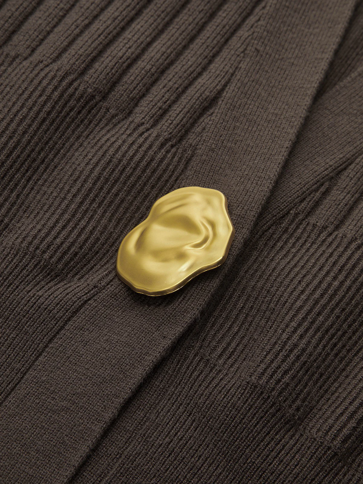 Ribbed Collared Metal Button Cardigan - Wholesalesil