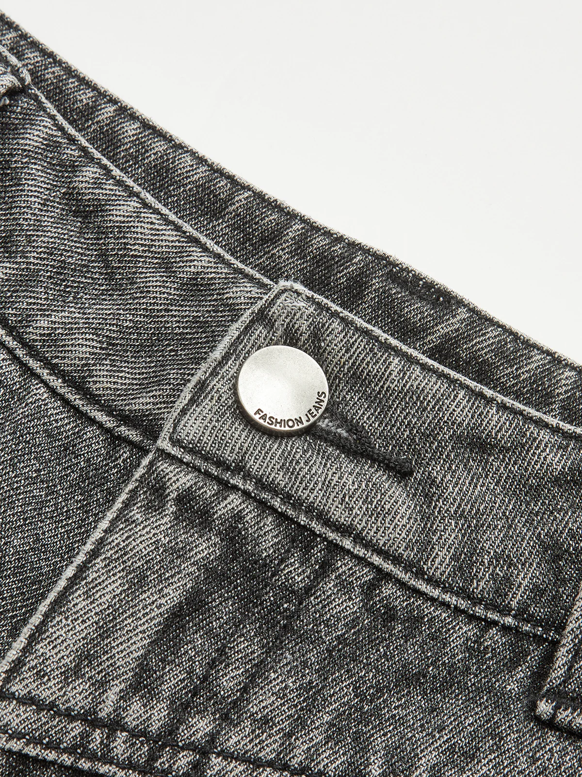 High-Waisted Washed Denim Pants - Wholesalesil