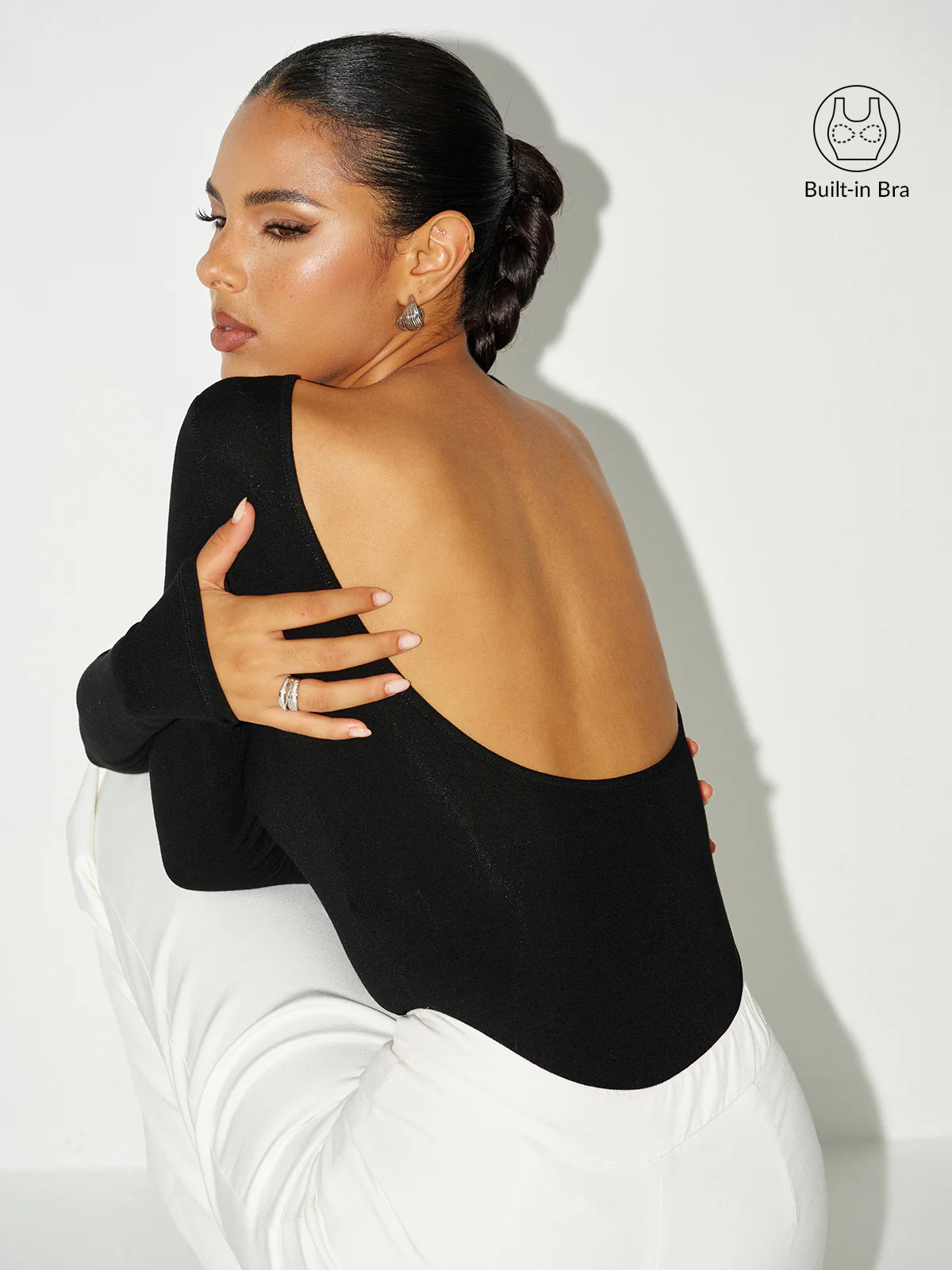 Bra-Free Long Sleeve Backless Bodysuit - Wholesalesil