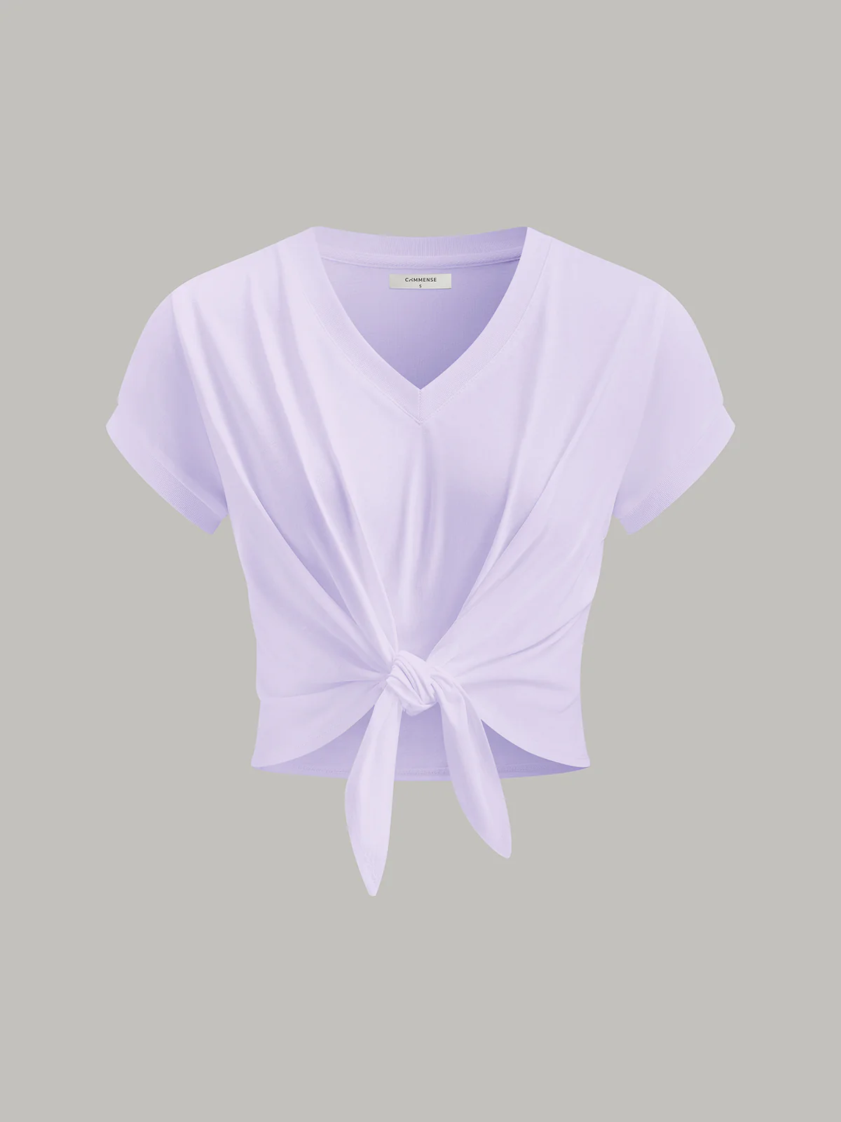 Knot Front V-Neck T-Shirt - Wholesalesil