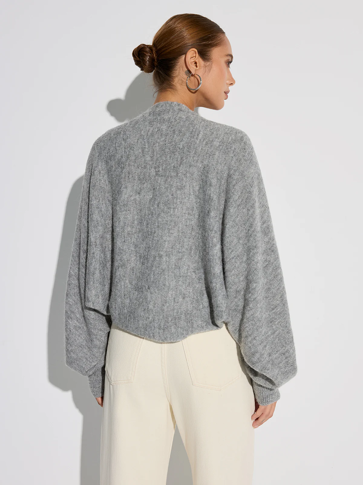 Wool Blend Oversized Batwing Sleeve Cardigan - Wholesalesil