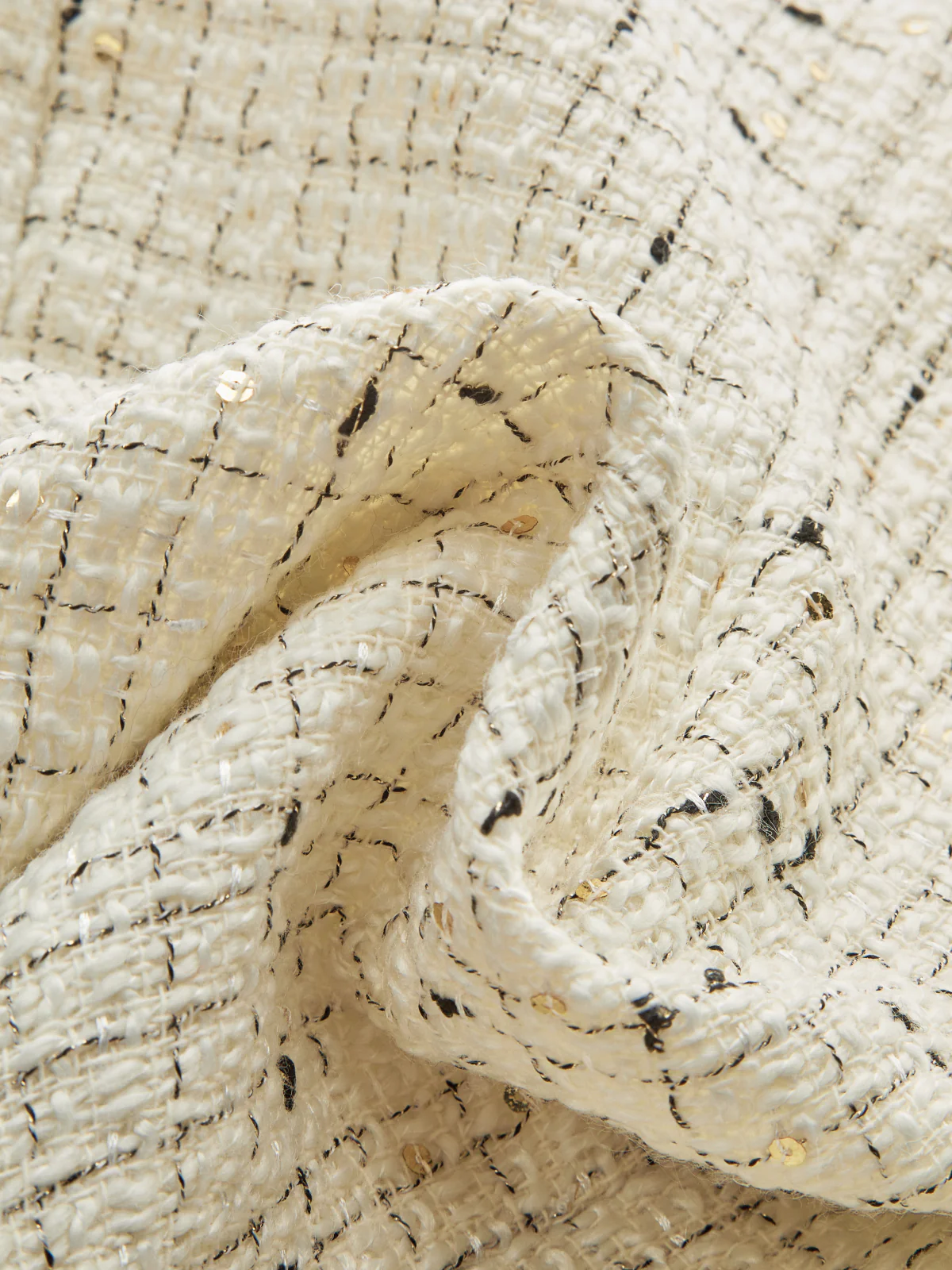 Contrast Cuff Pearl Button Tweed Jacket - Wholesalesil