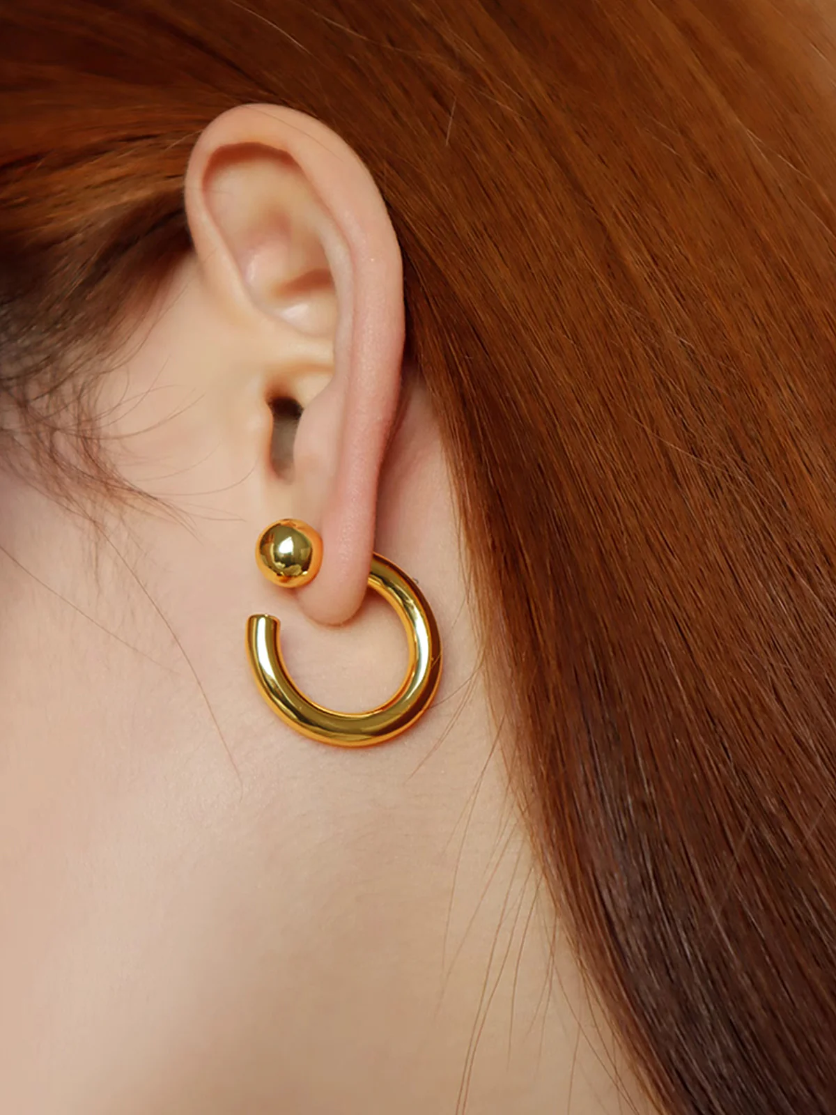 Golden Half-Hoop Earrings - Wholesalesil