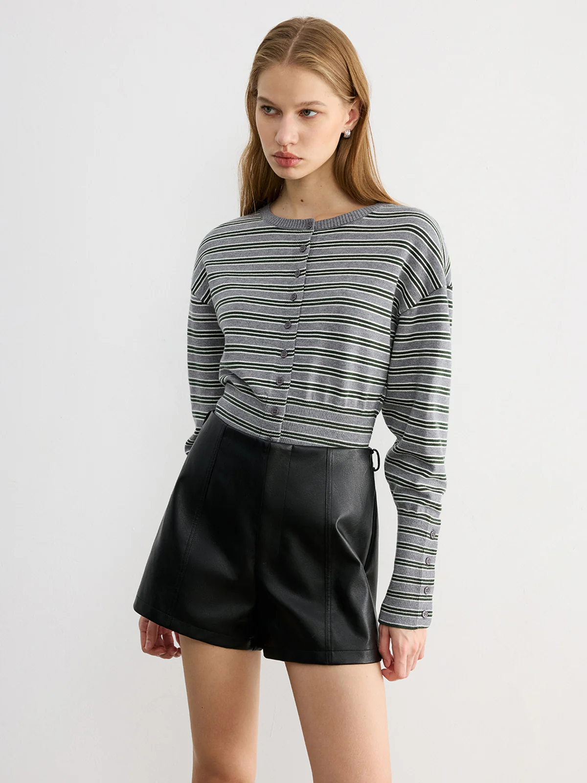 Faux Leather Belted Shorts - Wholesalesil