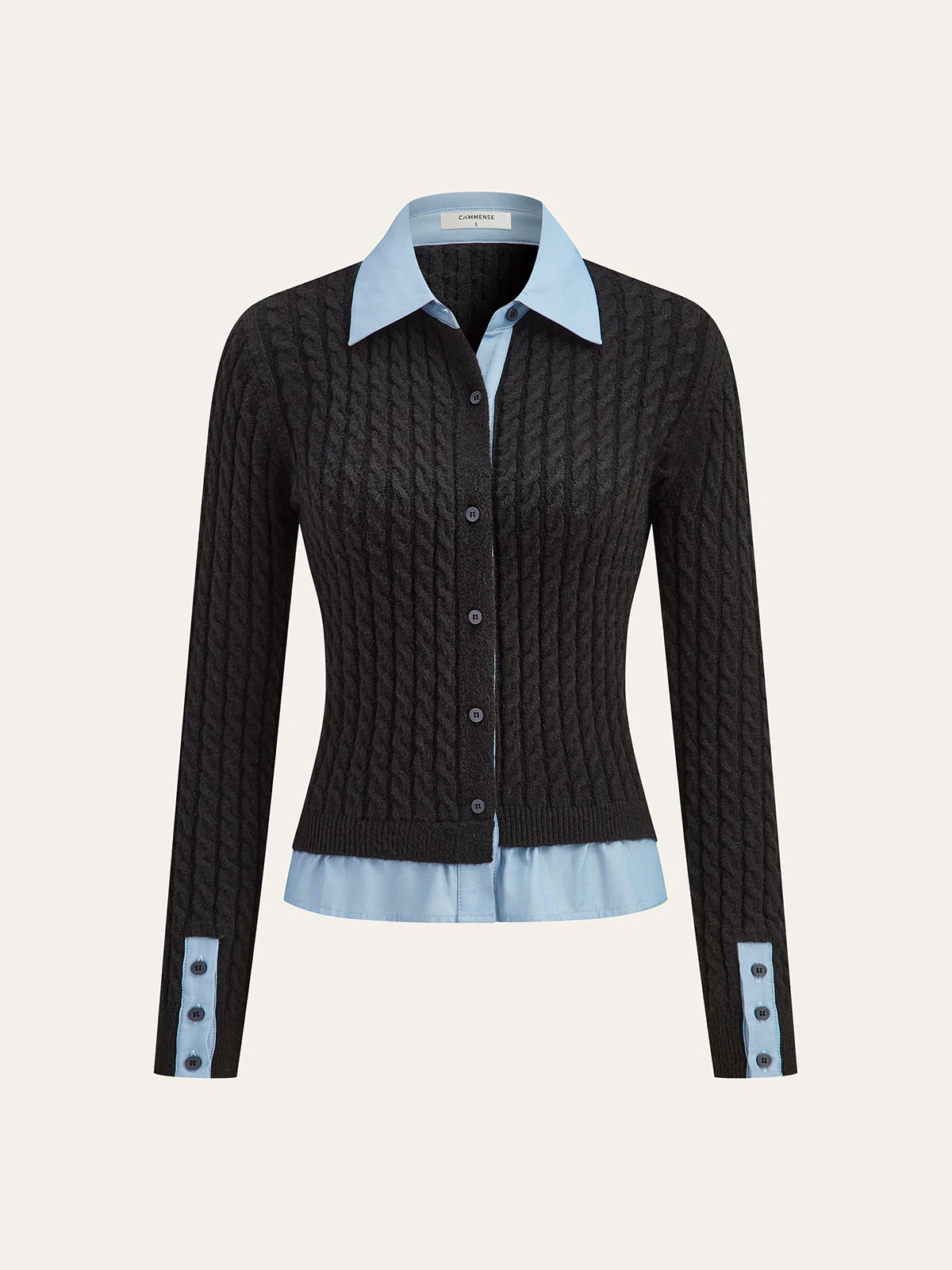 2 in1 Paneled Cable-Knit Cardigan - Wholesalesil