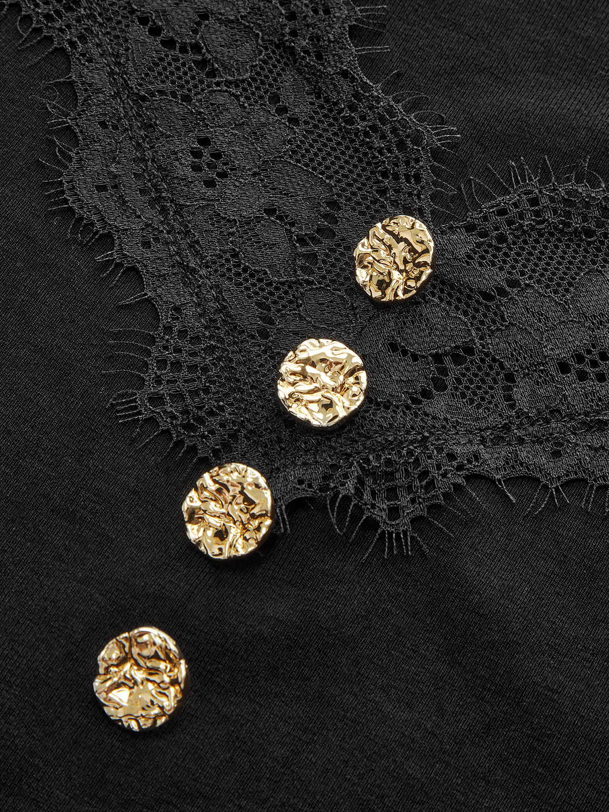 Lace Trim V-Neck Long-Sleeve Top - Wholesalesil