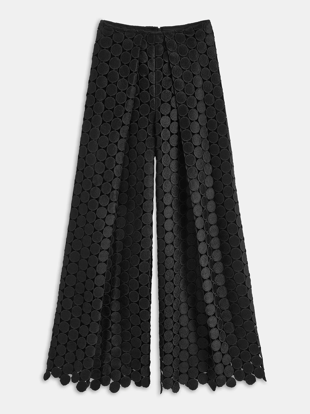 Mid-Waist Circular Applique Wide-Leg Pants - Wholesalesil