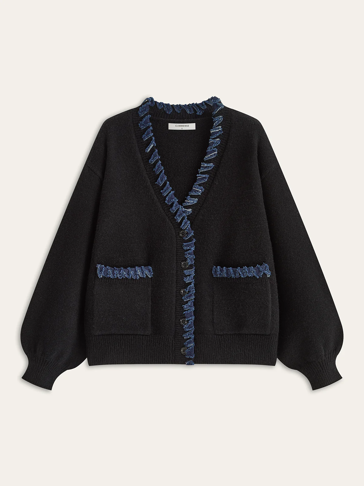 Denim Fringe Trim Cardigan - Wholesalesil