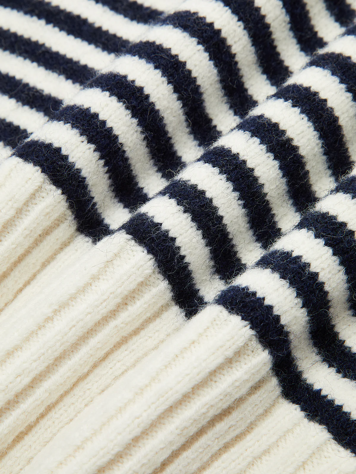 Striped V-Neck Buttoned Wool Blend Sweater - Wholesalesil