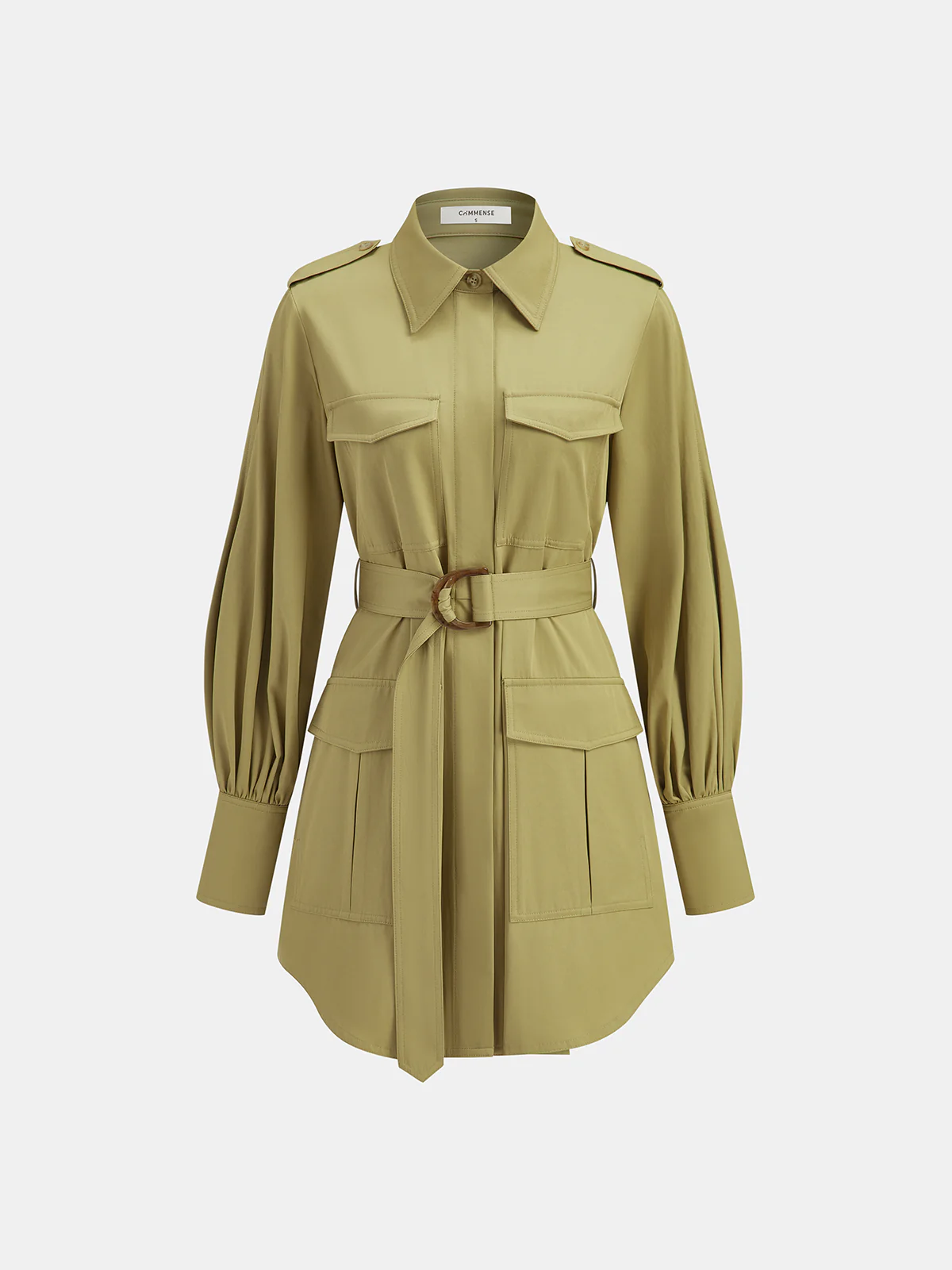 Lapel Trench-Style Belted Dress - Wholesalesil