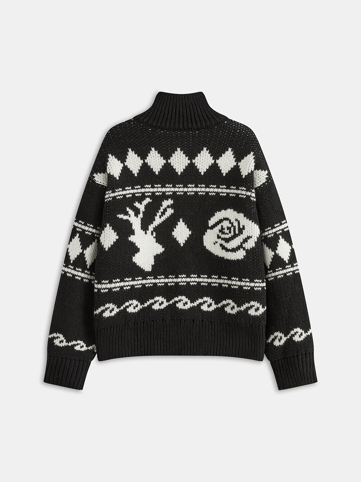 Fair Isle Zip-Up Knit Cardigan - Wholesalesil