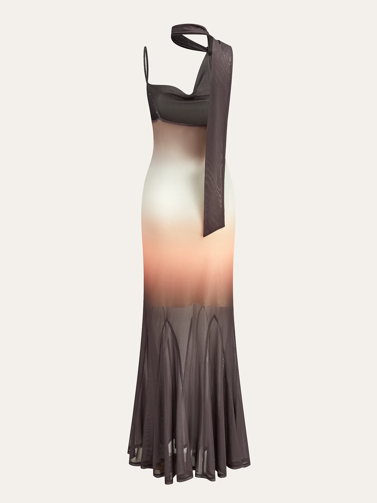 Halter Neck Ombre Mesh Maxi Dress - Wholesalesil
