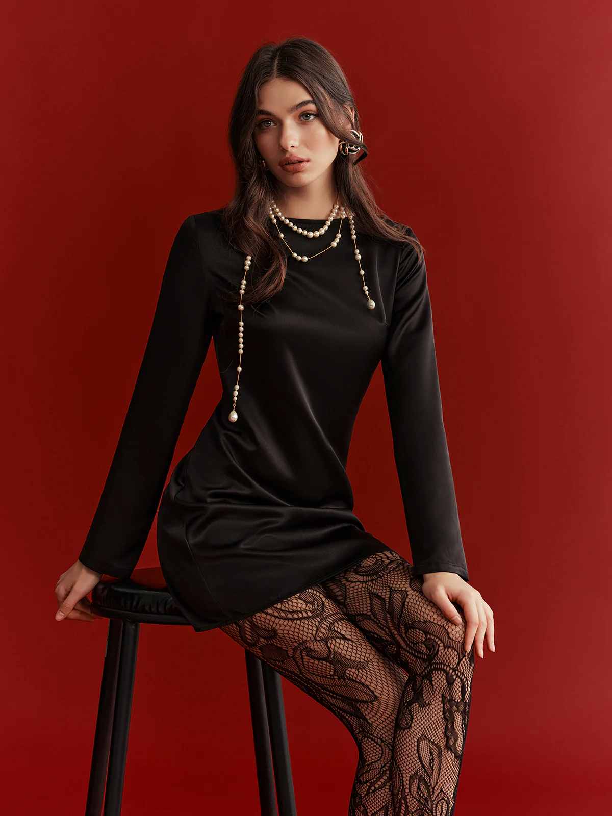 Bow Detail Satin Backless Mini Dress - Wholesalesil