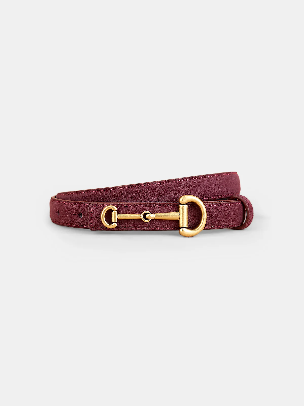 Horsebit Buckle Suede Effect Thin Belt - Wholesalesil