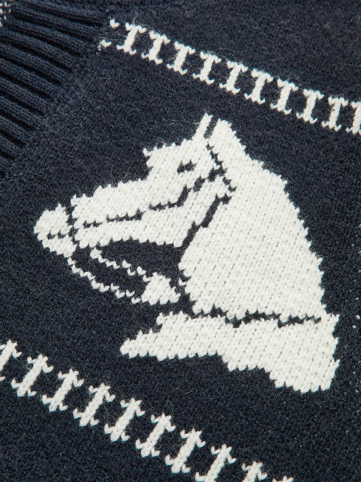 Horse-Pattern Wool Blend Fringe Cardigan - Wholesalesil