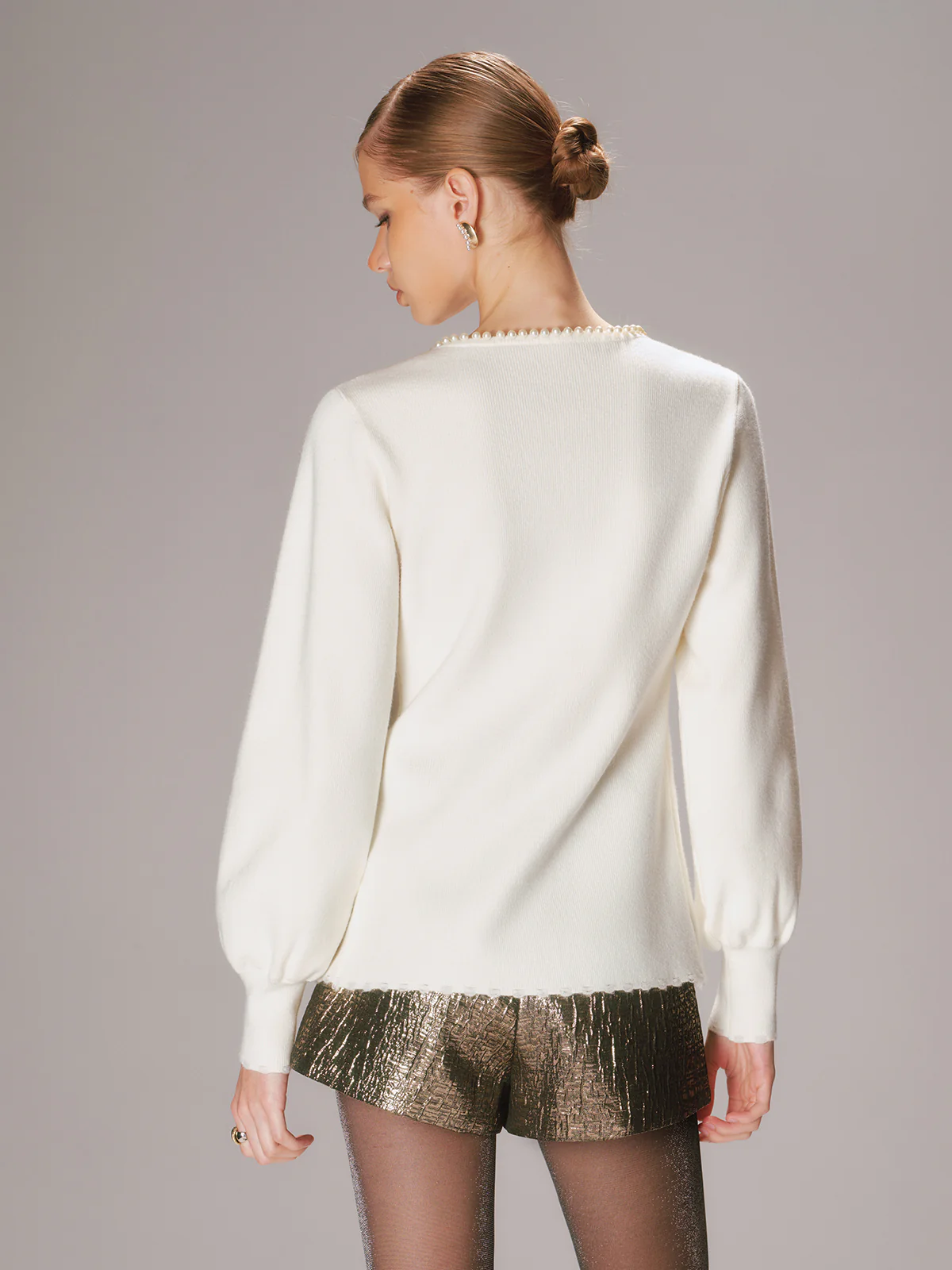 Pearl Trim Knit Cardigan - Wholesalesil