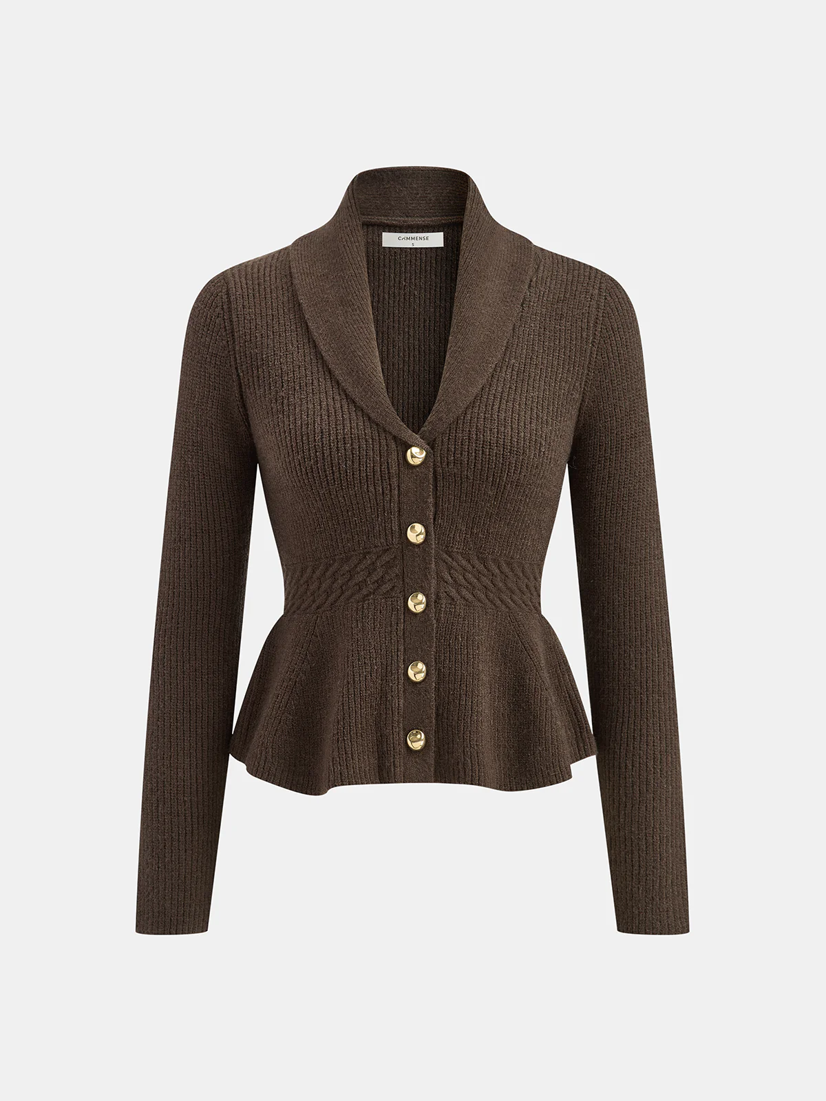 Shawl Collar Peplum Knit Cardigan - Wholesalesil