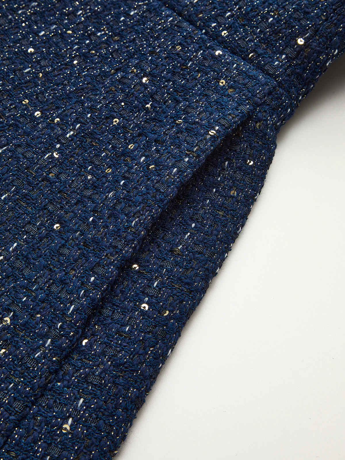 Metal Button Belted Tweed Jacket - Wholesalesil