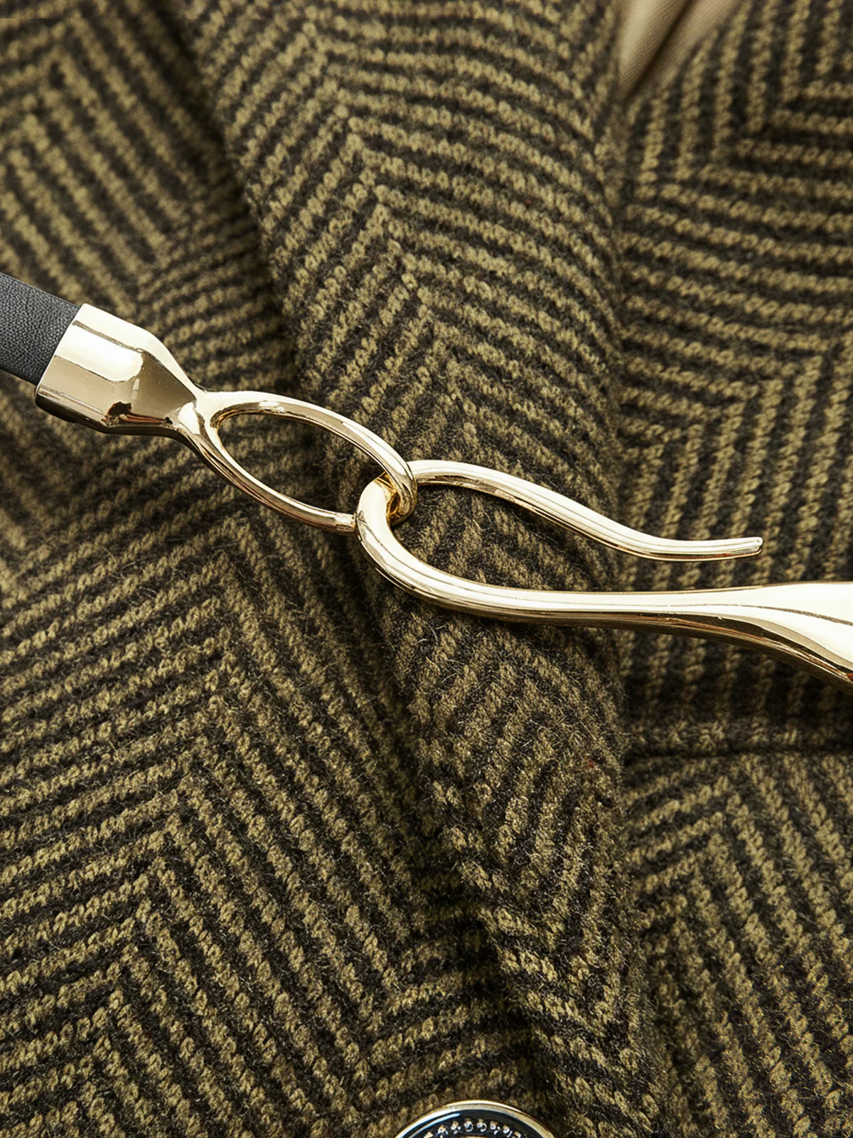 Belted Herringbone Double-Breasted Blazer - Wholesalesil