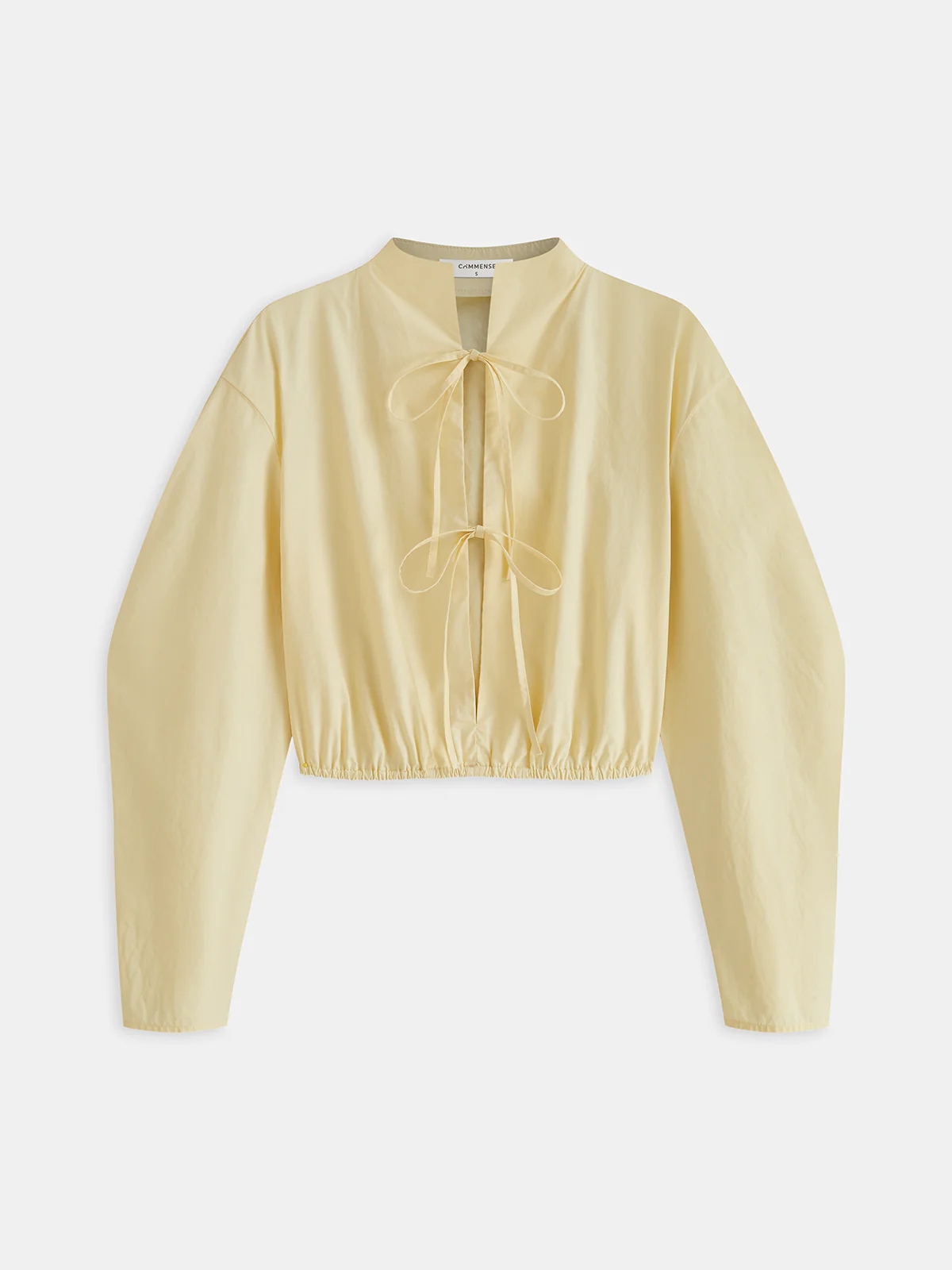 Puff Sleeve Tie Front Cropped Blouse - Wholesalesil