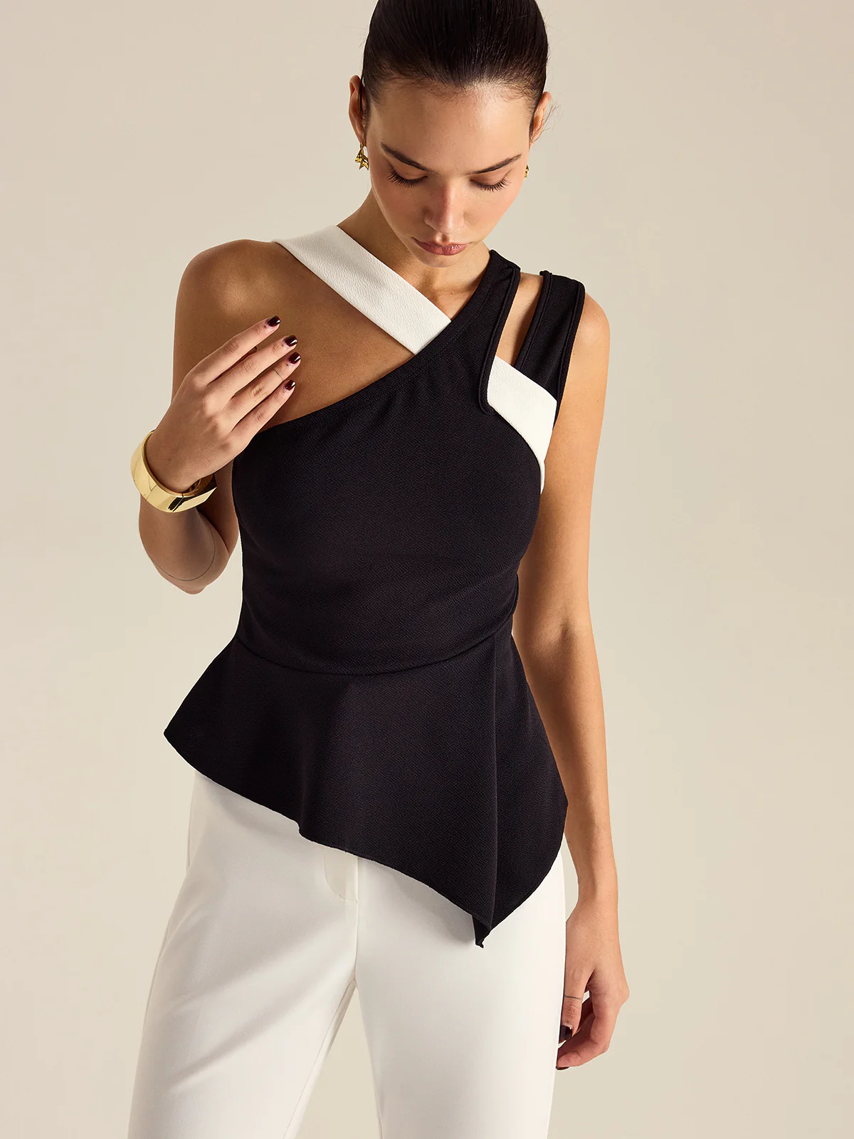 Asymmetric Peplum Top - Wholesalesil