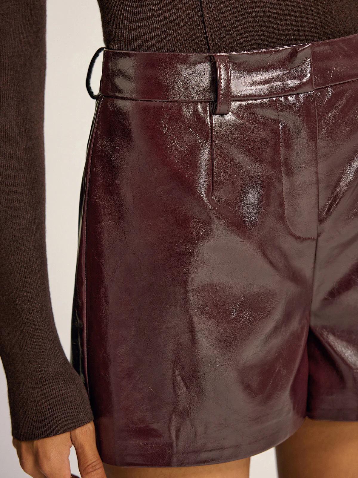 PU Leather Shorts without Belt - Wholesalesil