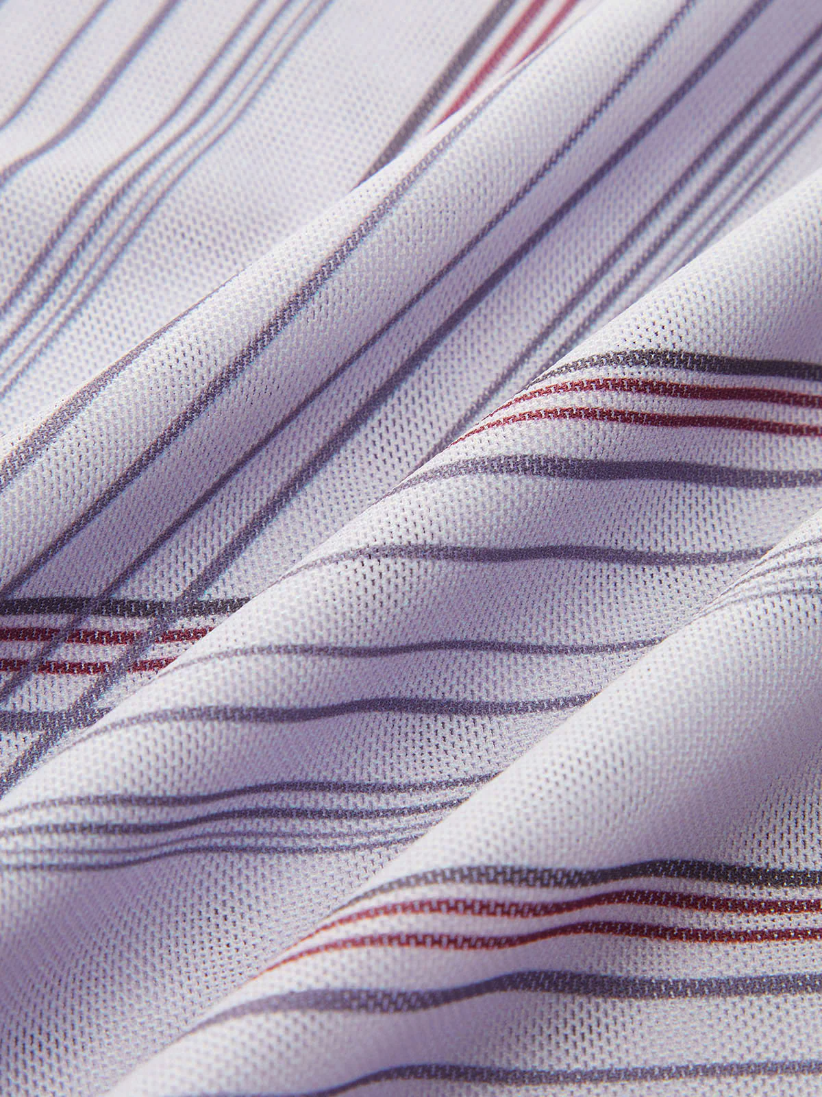 Asymmetric Neck Striped Mesh Top - Wholesalesil