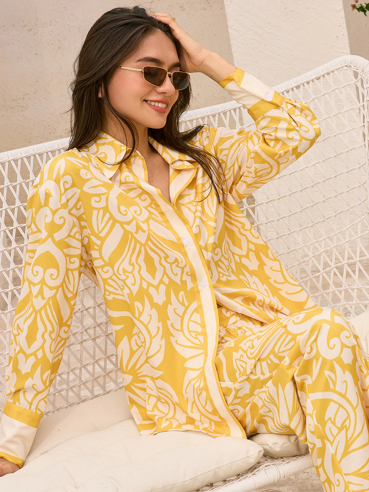 Oversized Patterned Shirt - Wholesalesil