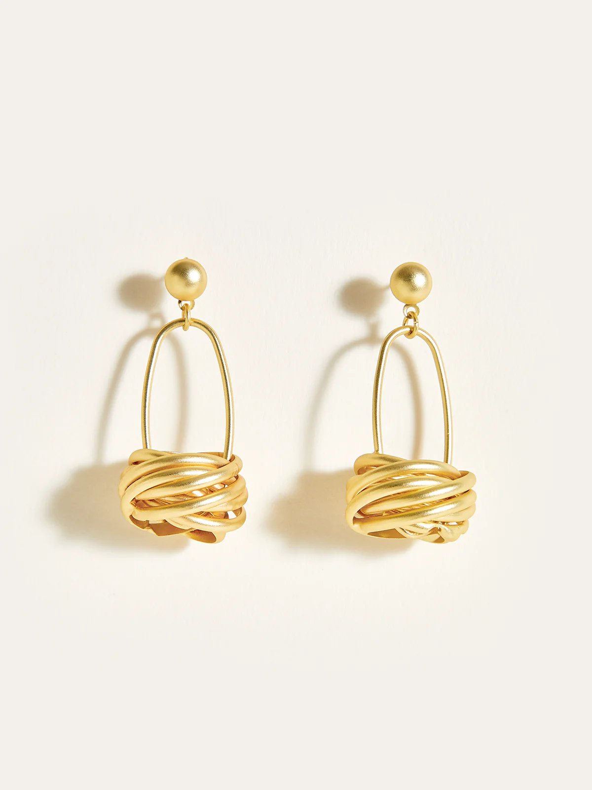 Golden Basket Drop Earrings - Wholesalesil