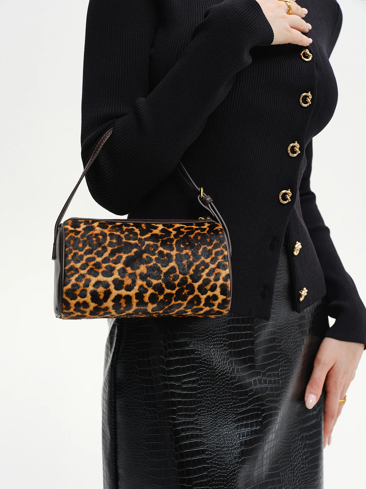 Leopard Print Barrel Bag - Wholesalesil
