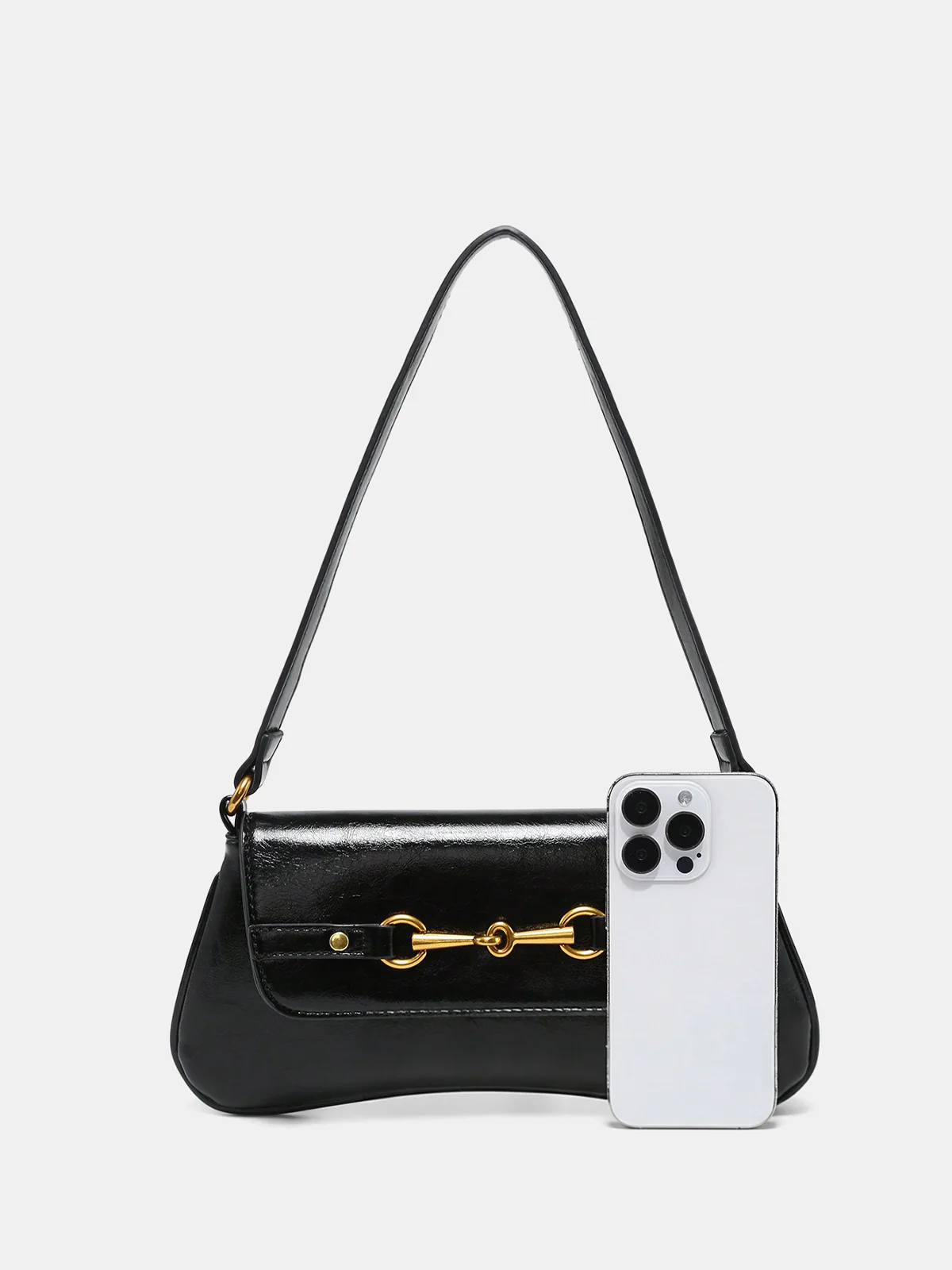 Horsebit PU Leather Shoulder Bag - Wholesalesil