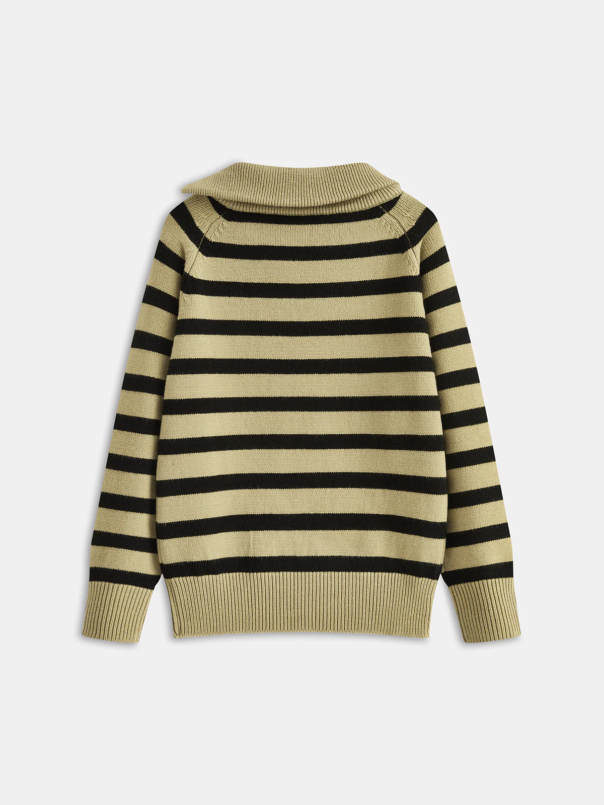 Asymmetric Zip Collar Striped Sweater - Wholesalesil