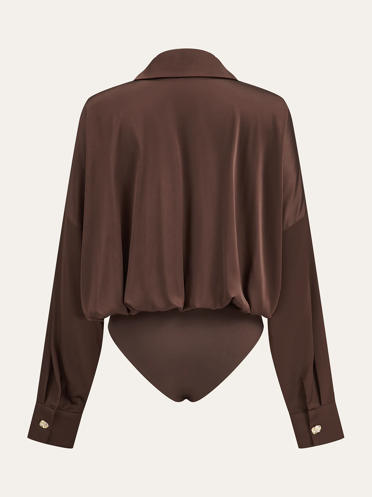 Satin Collar Metal Button Bodysuit - Wholesalesil