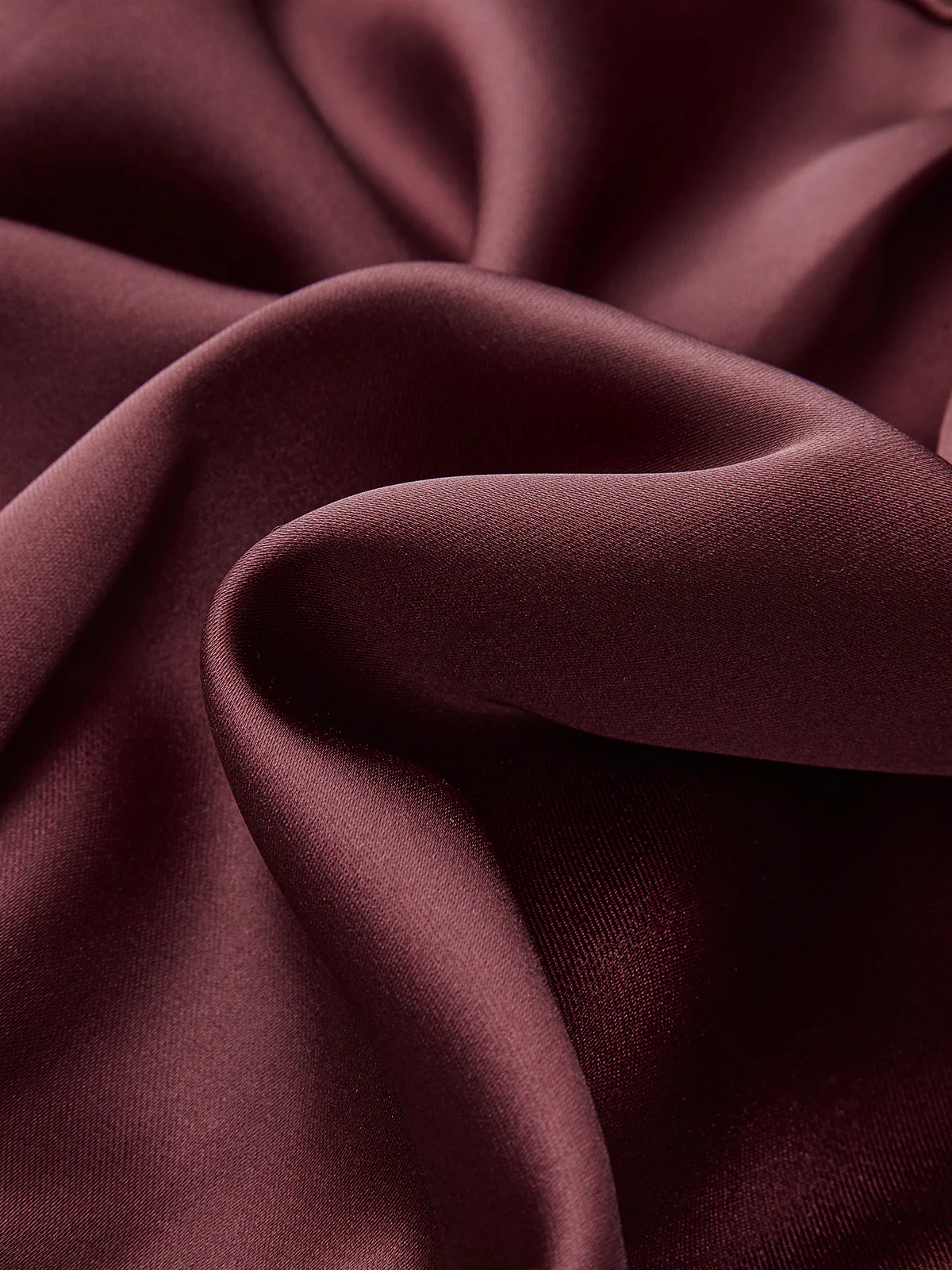 Collared Draped Satin Long Sleeve Bodysuit - Wholesalesil