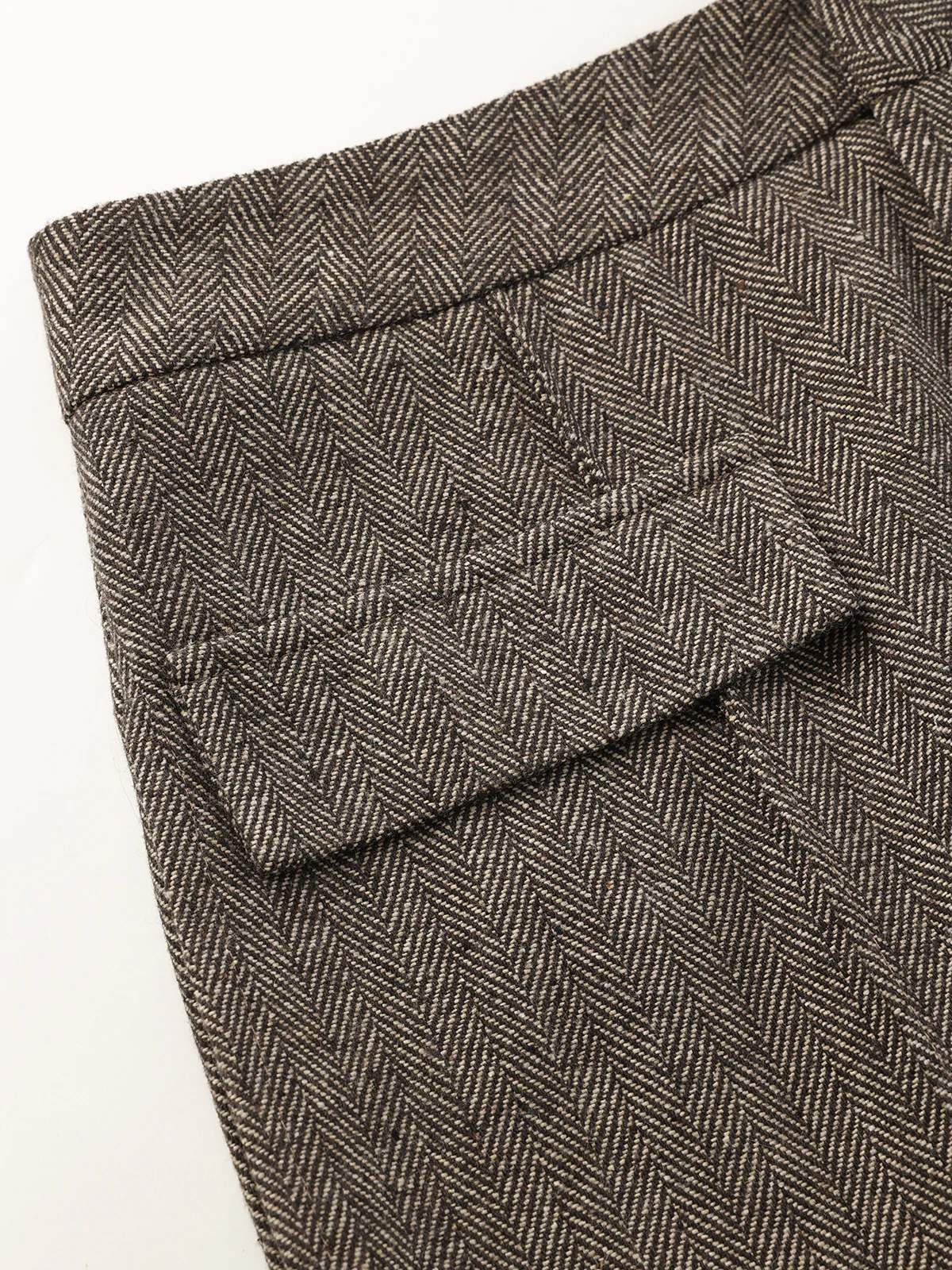 Herringbone Tweed Wide-Leg Pants - Wholesalesil
