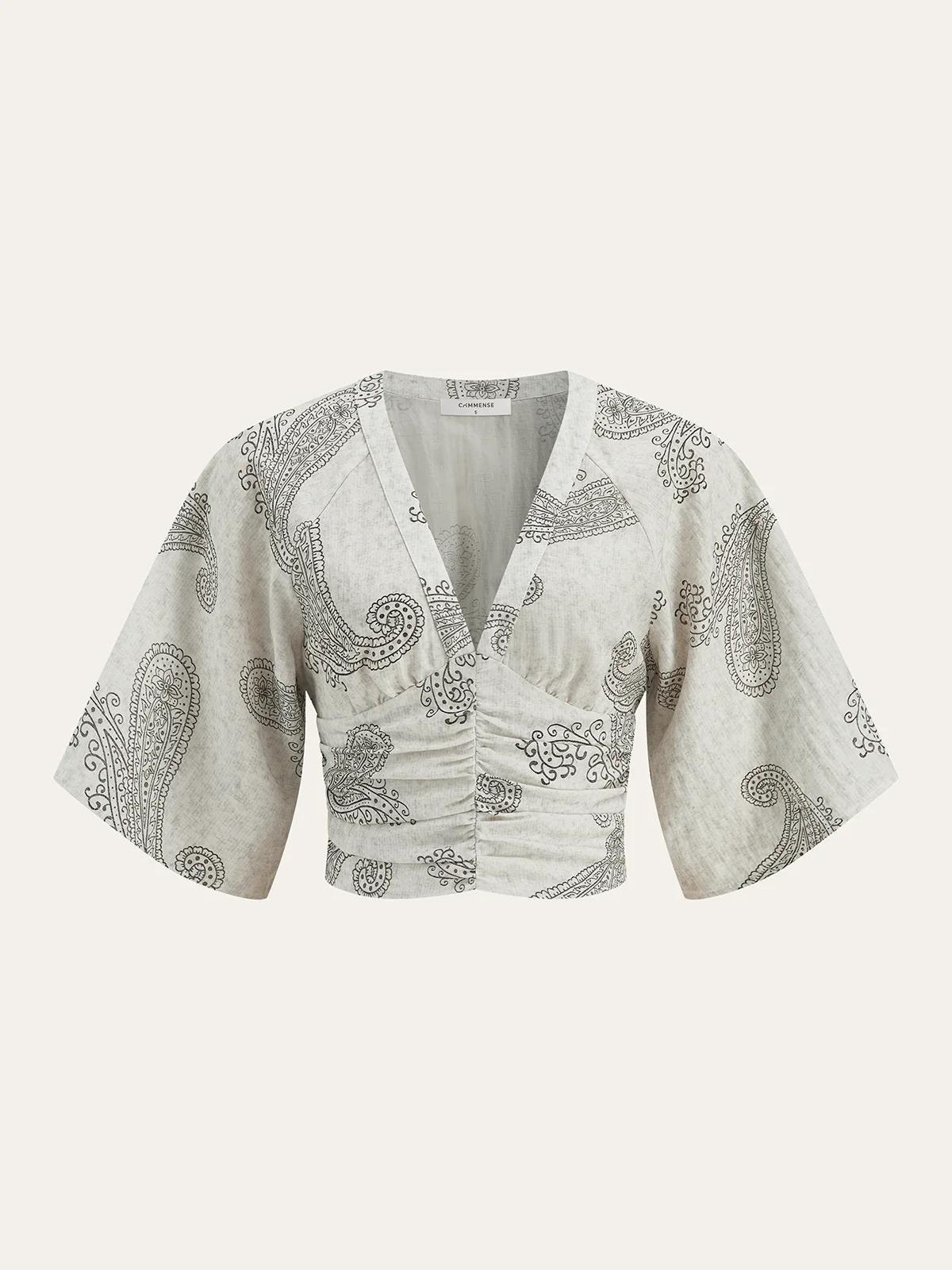 Boho Print Ruched Crop Top - Wholesalesil