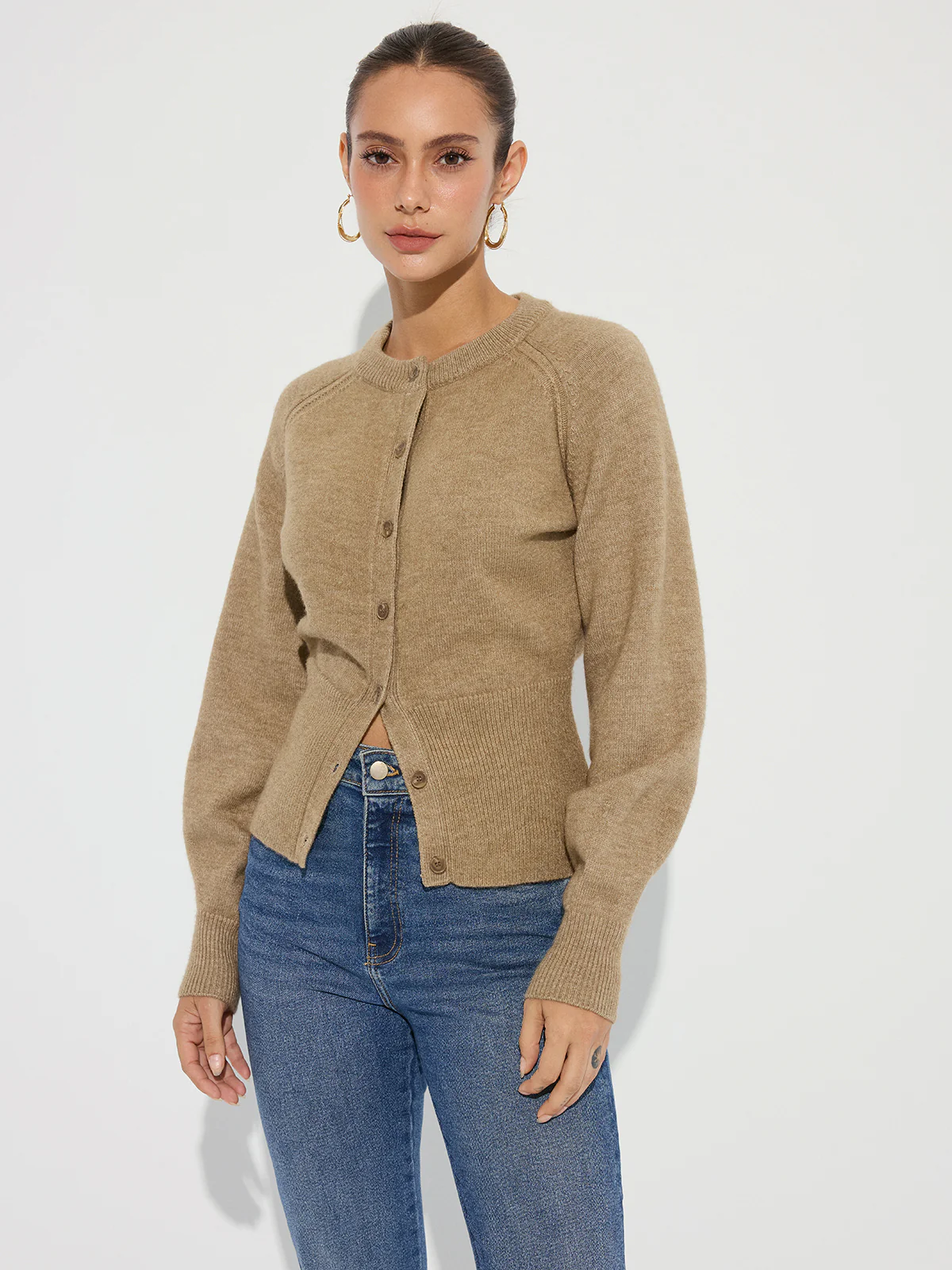 Cinched Waist Knit Cardigan - Wholesalesil