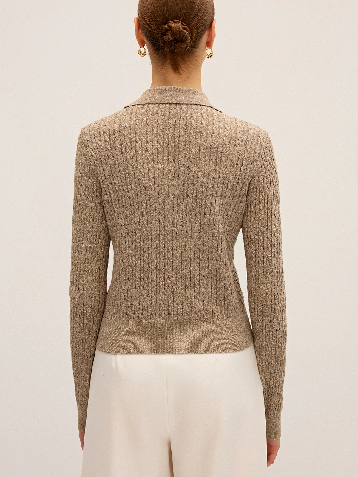 Cable Knit Cotton Collar Sweater - Wholesalesil