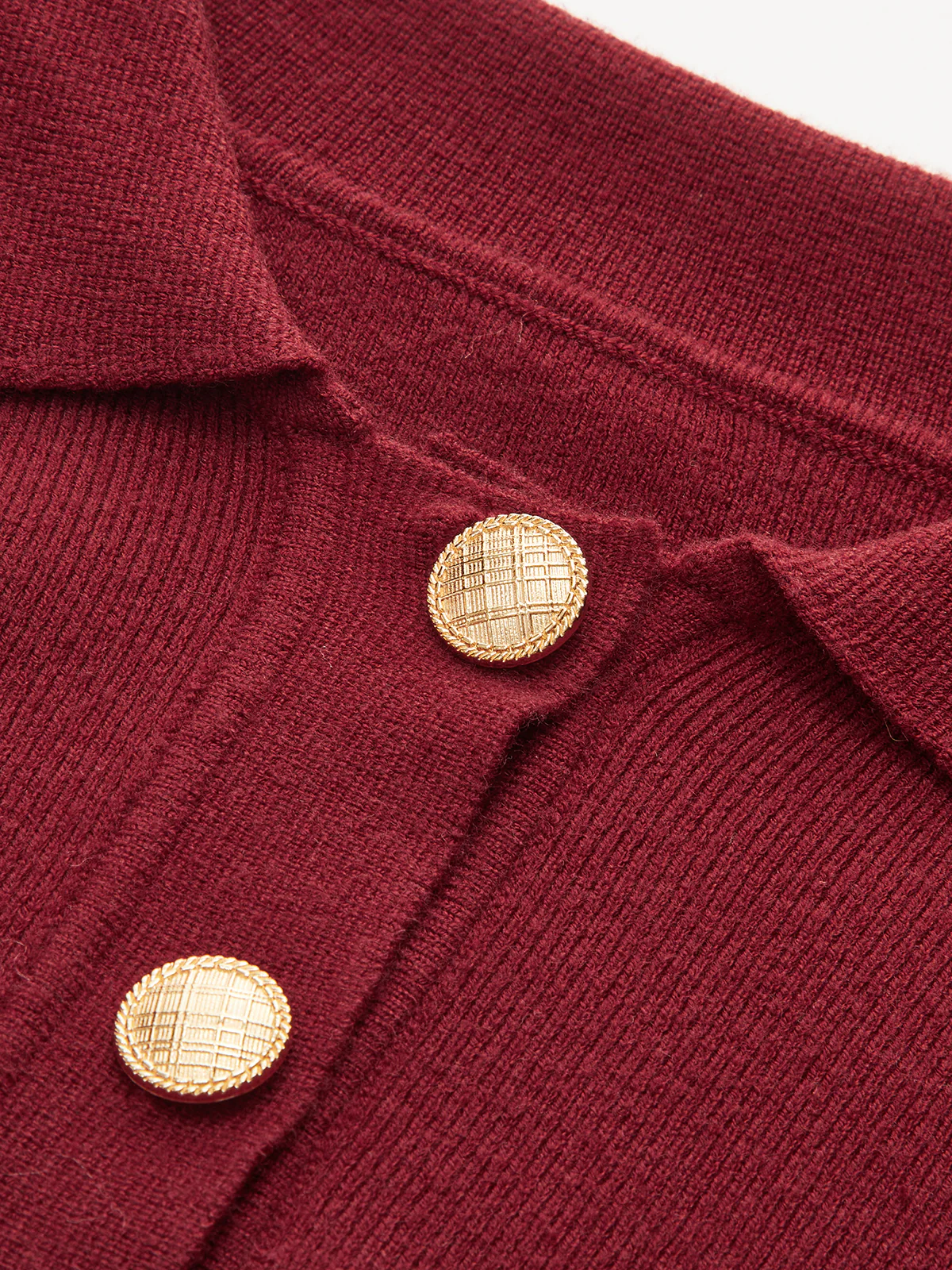 Polo Collar Buttoned Knit Sweater - Wholesalesil